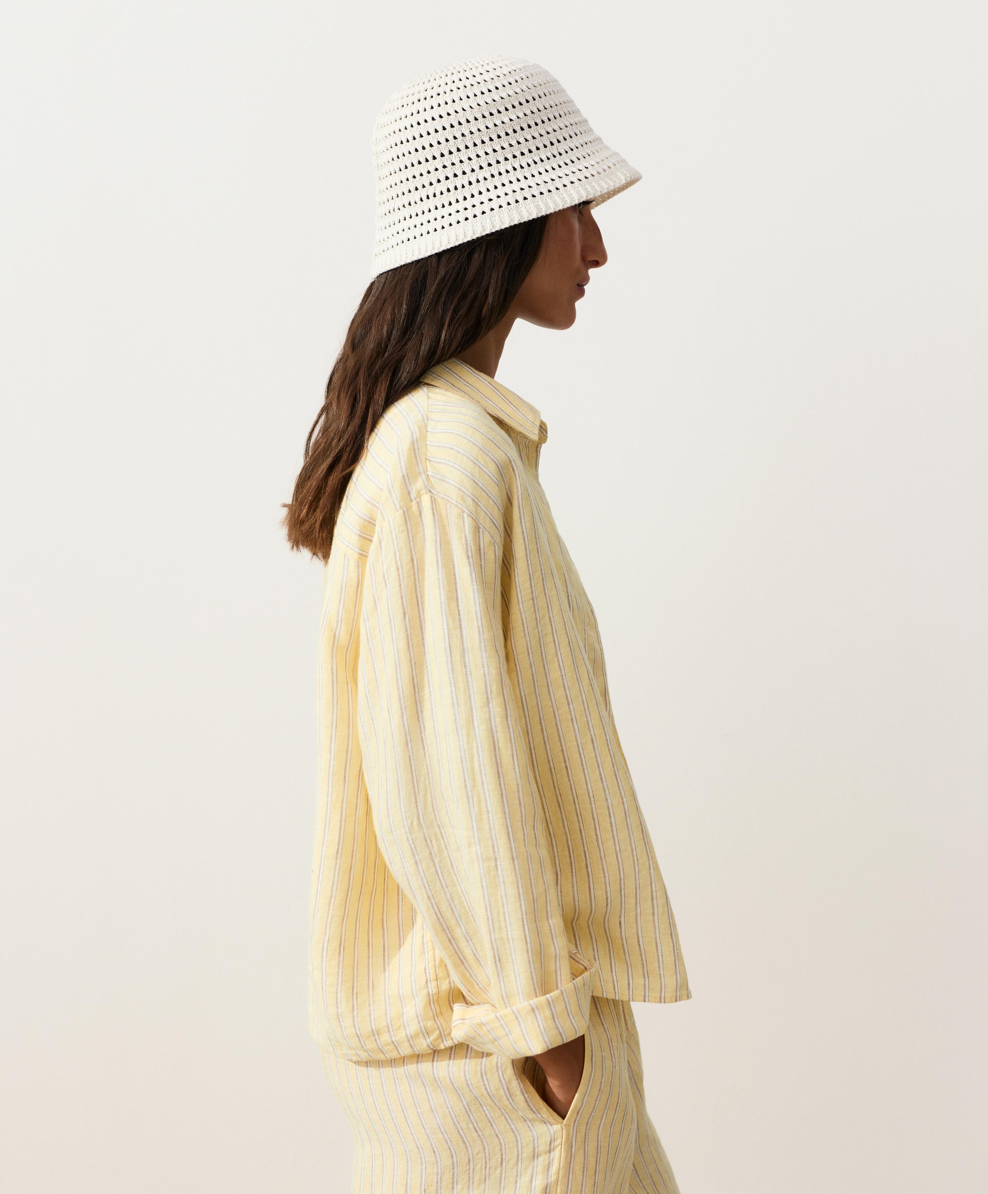 100% cotton crochet bucket hat — PALE BEIGE