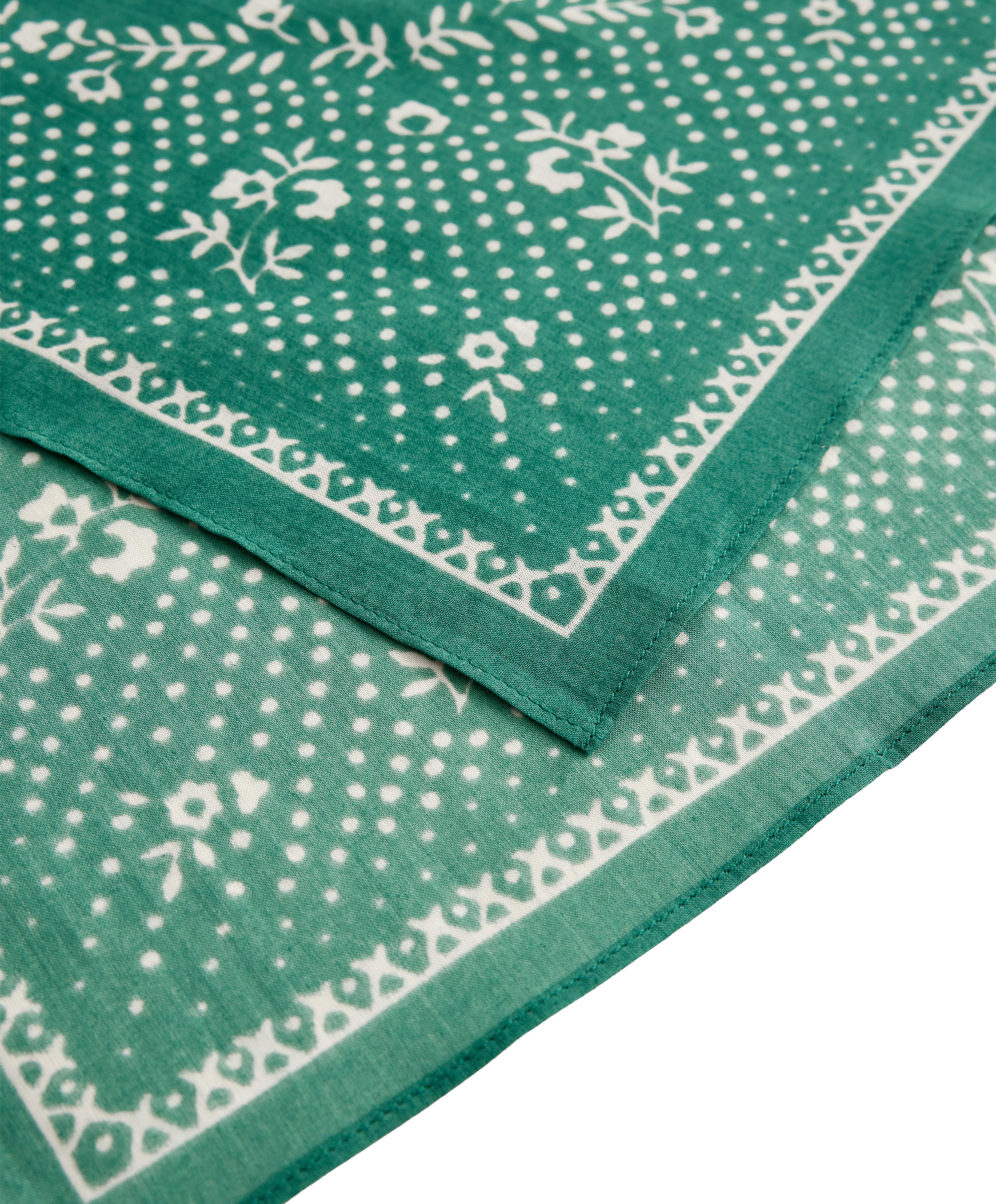 Floral 100% cotton print bandana — GRASS GREEN