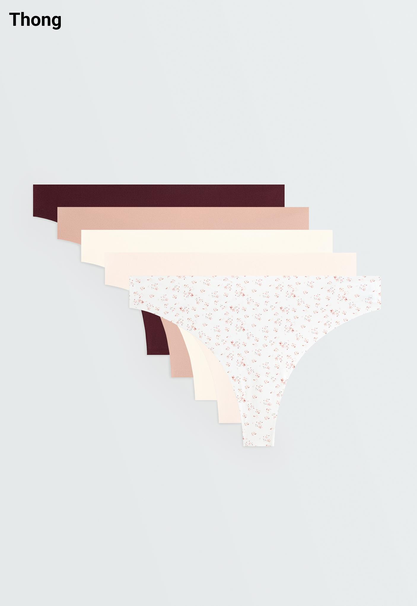5 invisible laser-cut polyamide blend thongs — SOFT PINK