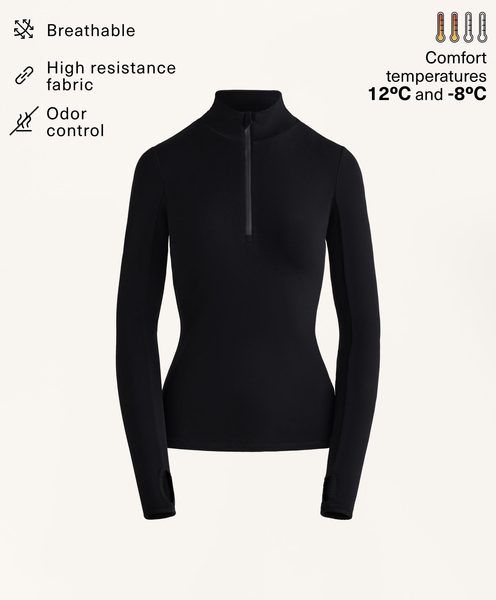 Camiseta base layer media cremalleira
