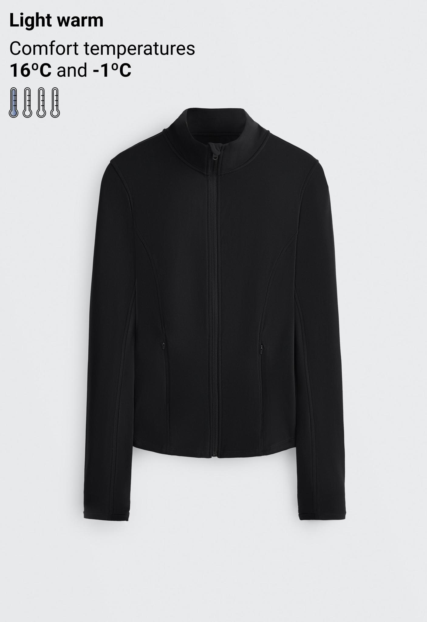 Long light warm technical jacket — BLACK