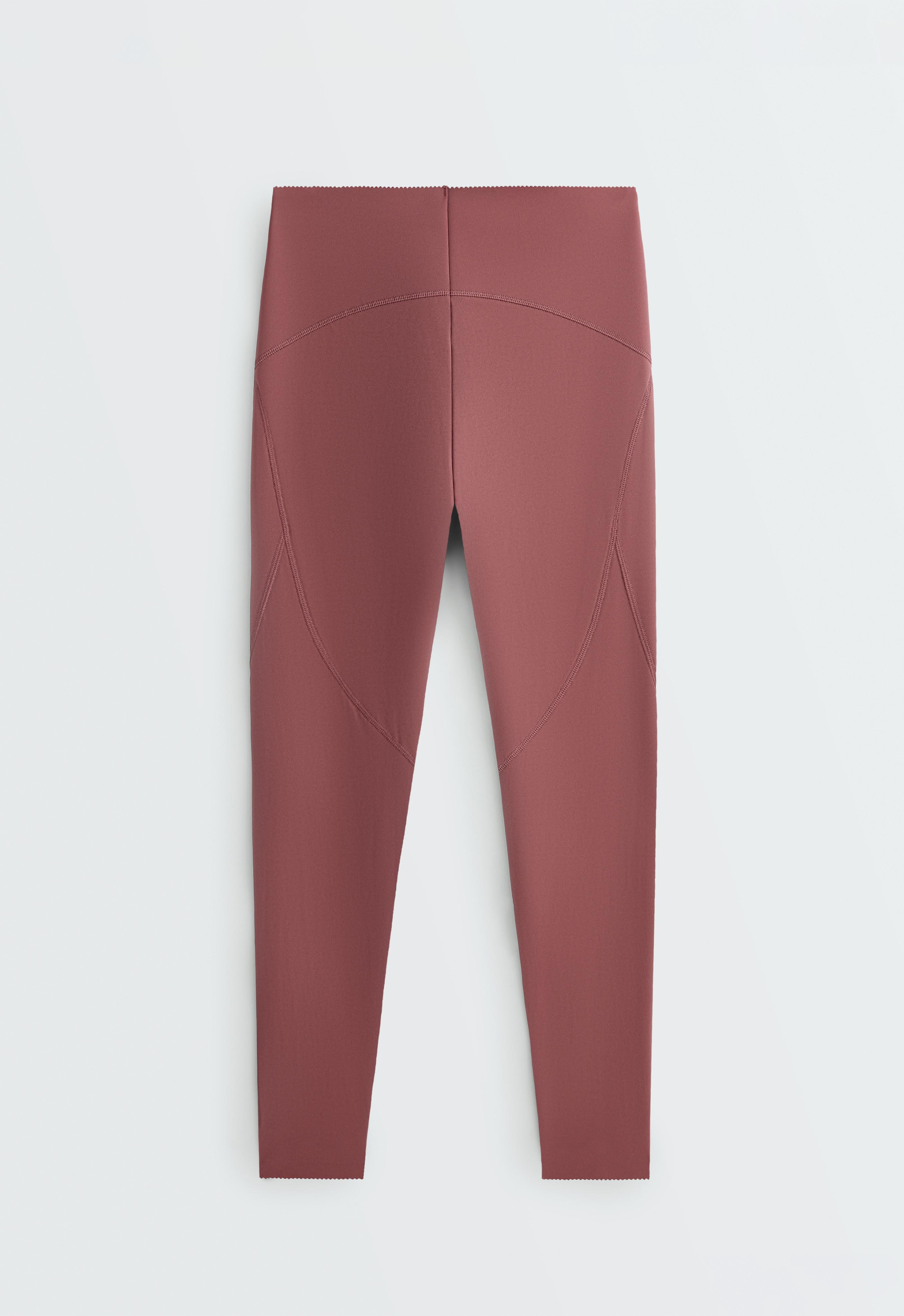 Basic compressive high-waisted ankle-length leggings — FADED BURGUNDY