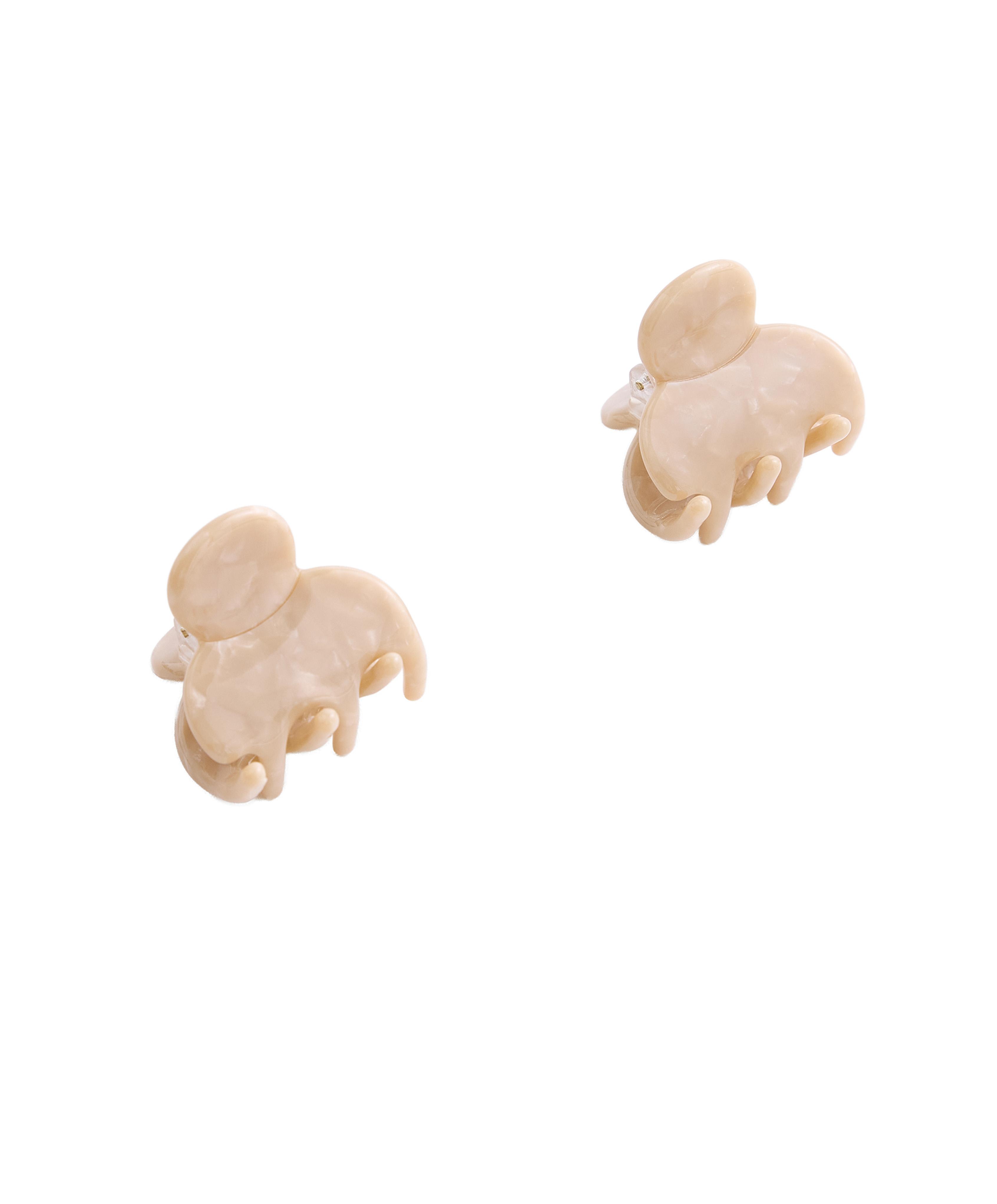 2 mini hair clips — ALMOND