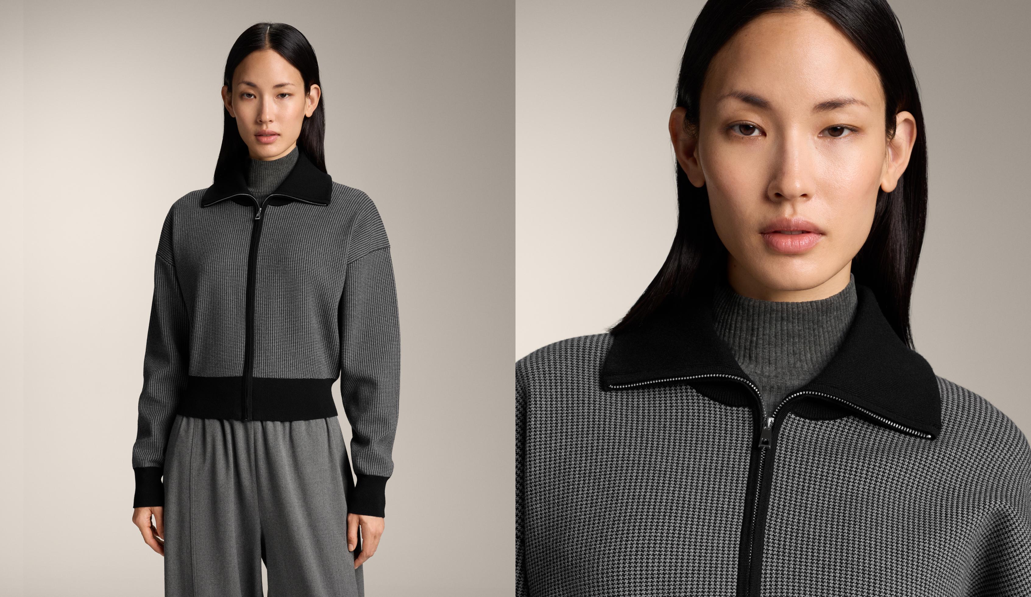 Kurtka z dzianiny w deseń w jodełkę Kurtka z dzianiny w deseń w jodełkę