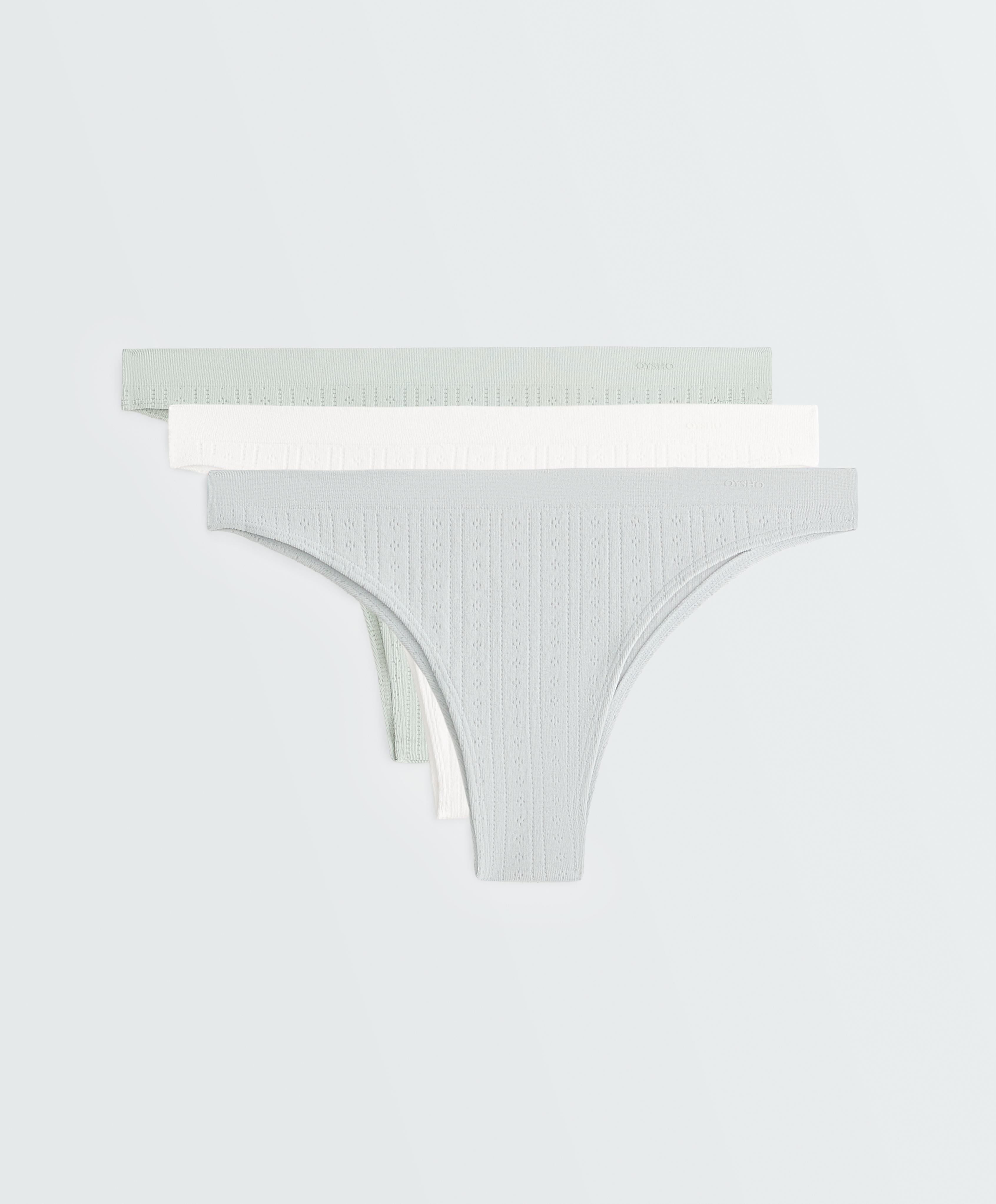 3 seamless soft-touch openwork Brazilian briefs — AQUAMARINE