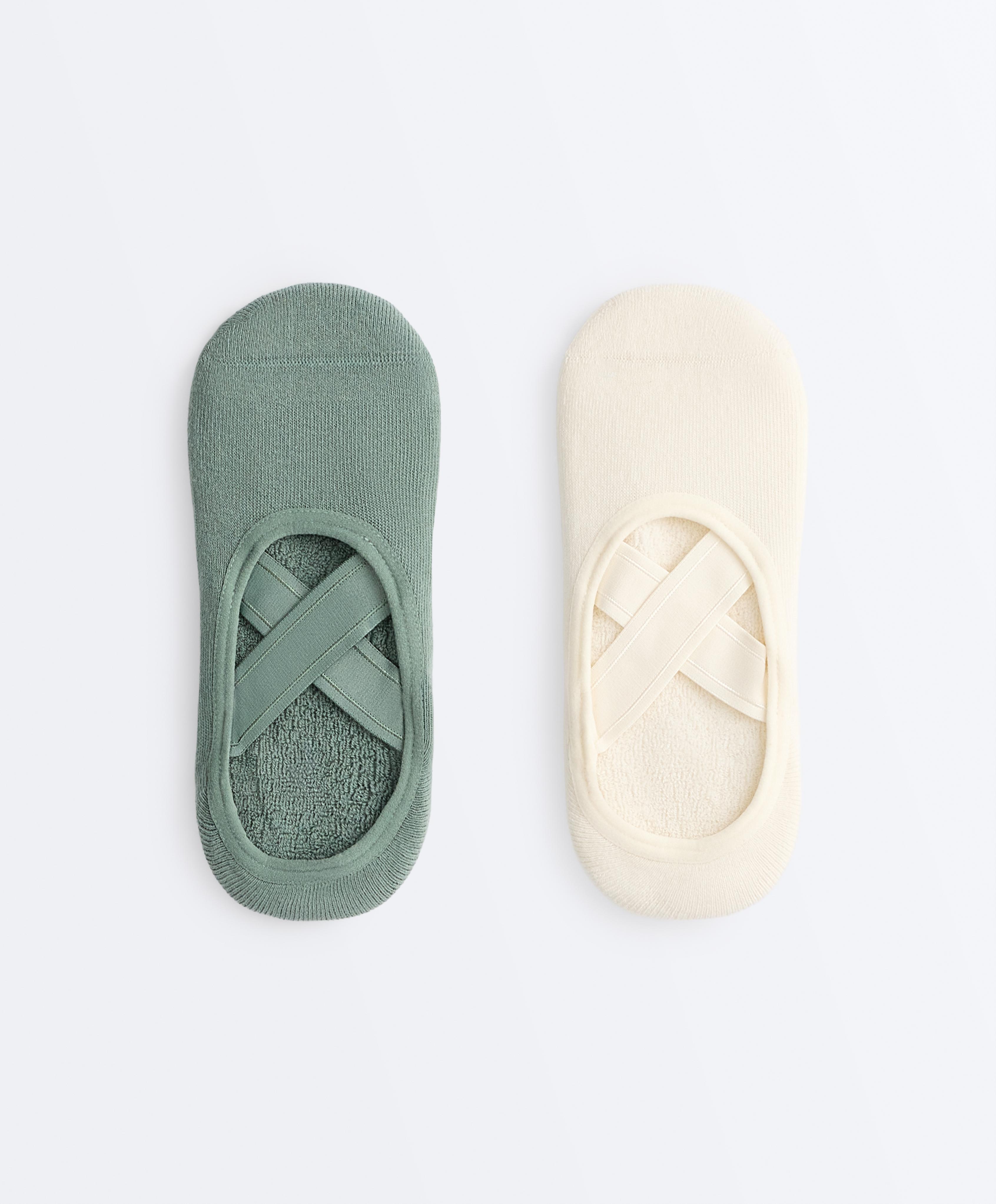 2 pares de calcetines yoga y pilates acolchados mezcla algodón cintas cruzadas 2 pares de calcetines yoga y pilates acolchados mezcla algodón cintas cruzadas
