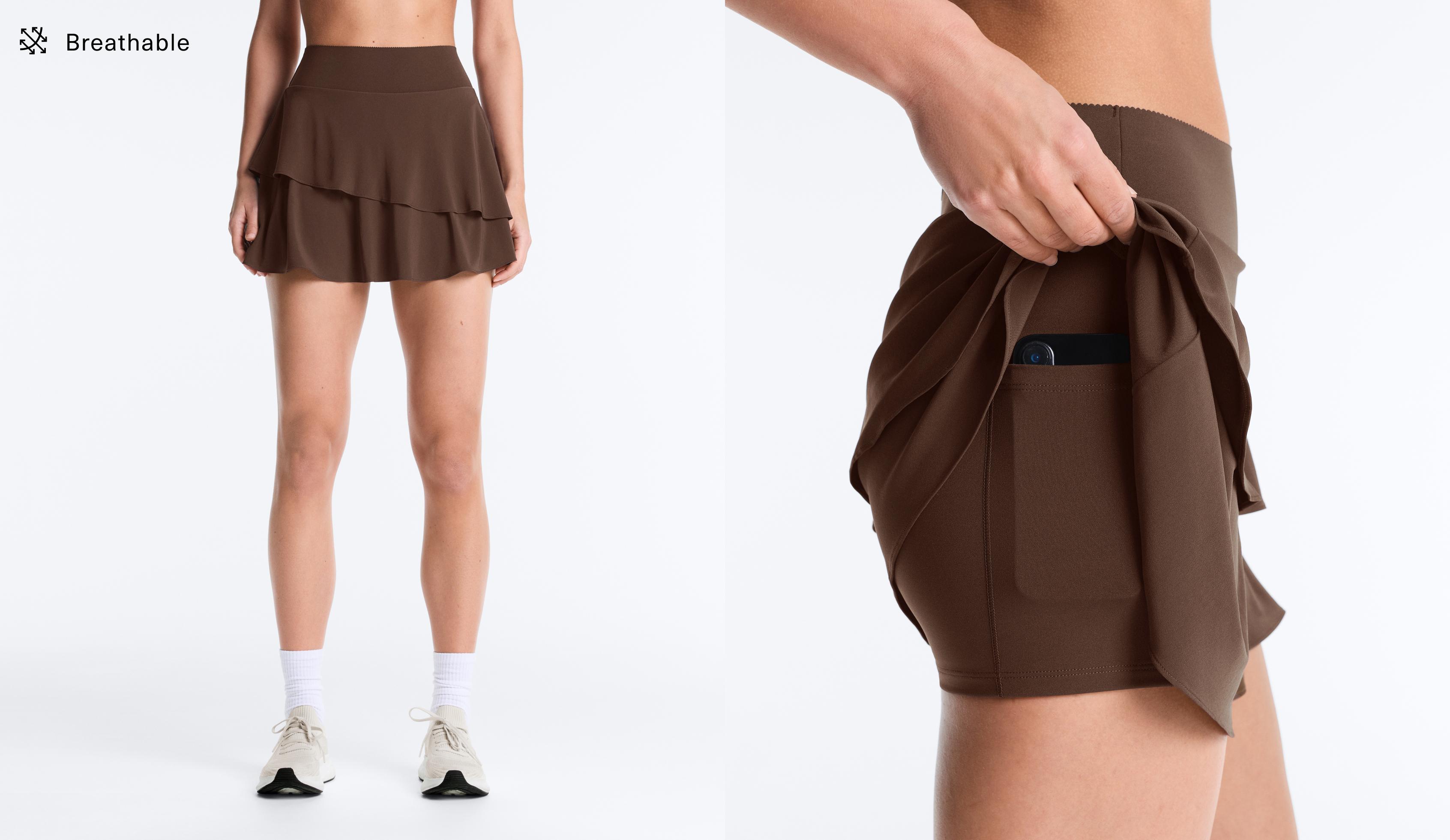 High-rise Compressive frill short skirt — BROWN