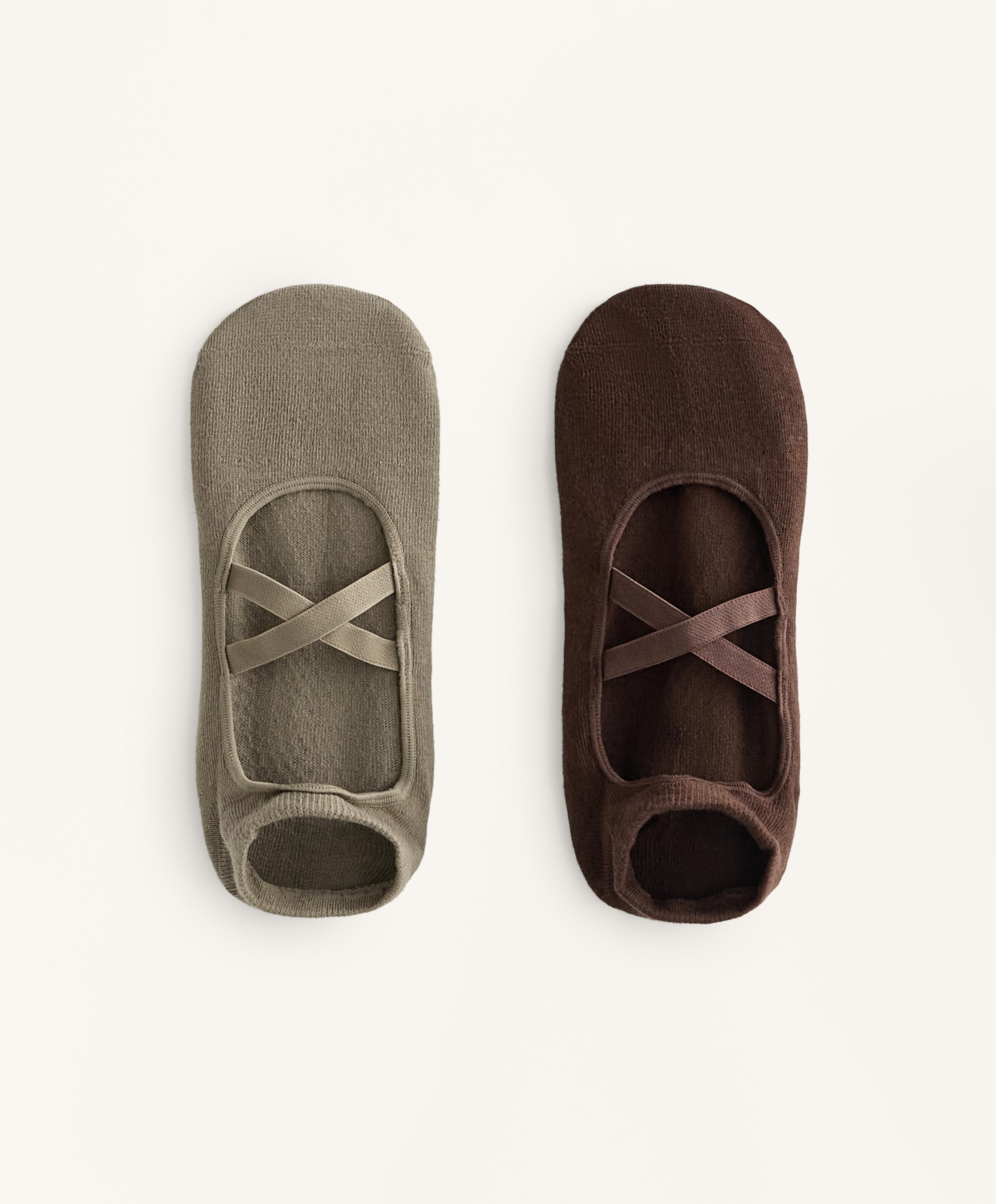 2 pares de calcetines yoga y pilates mezcla algodón cintas cruzadas 2 pares de calcetines yoga y pilates mezcla algodón cintas cruzadas