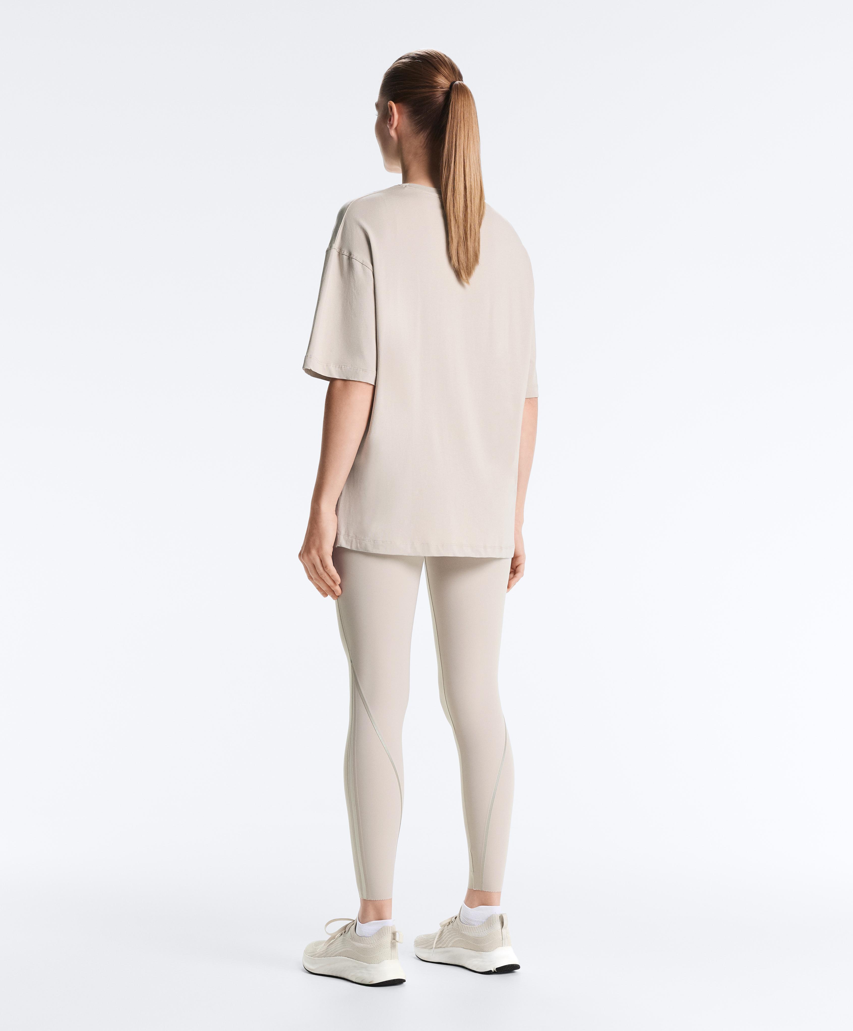 Long short-sleeved cotton blend T-shirt — TAUPE                   