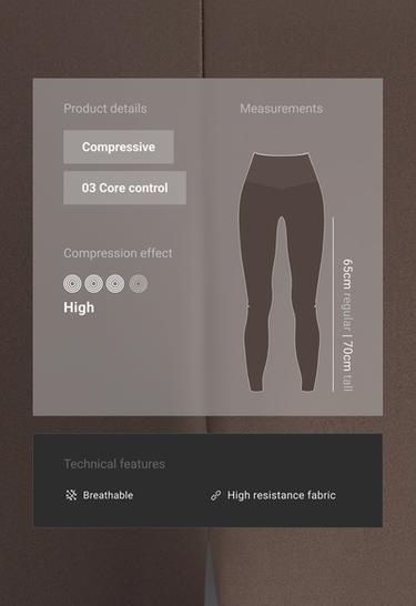 Ankle-length high rise Compressive core control leggings — BROWN 2