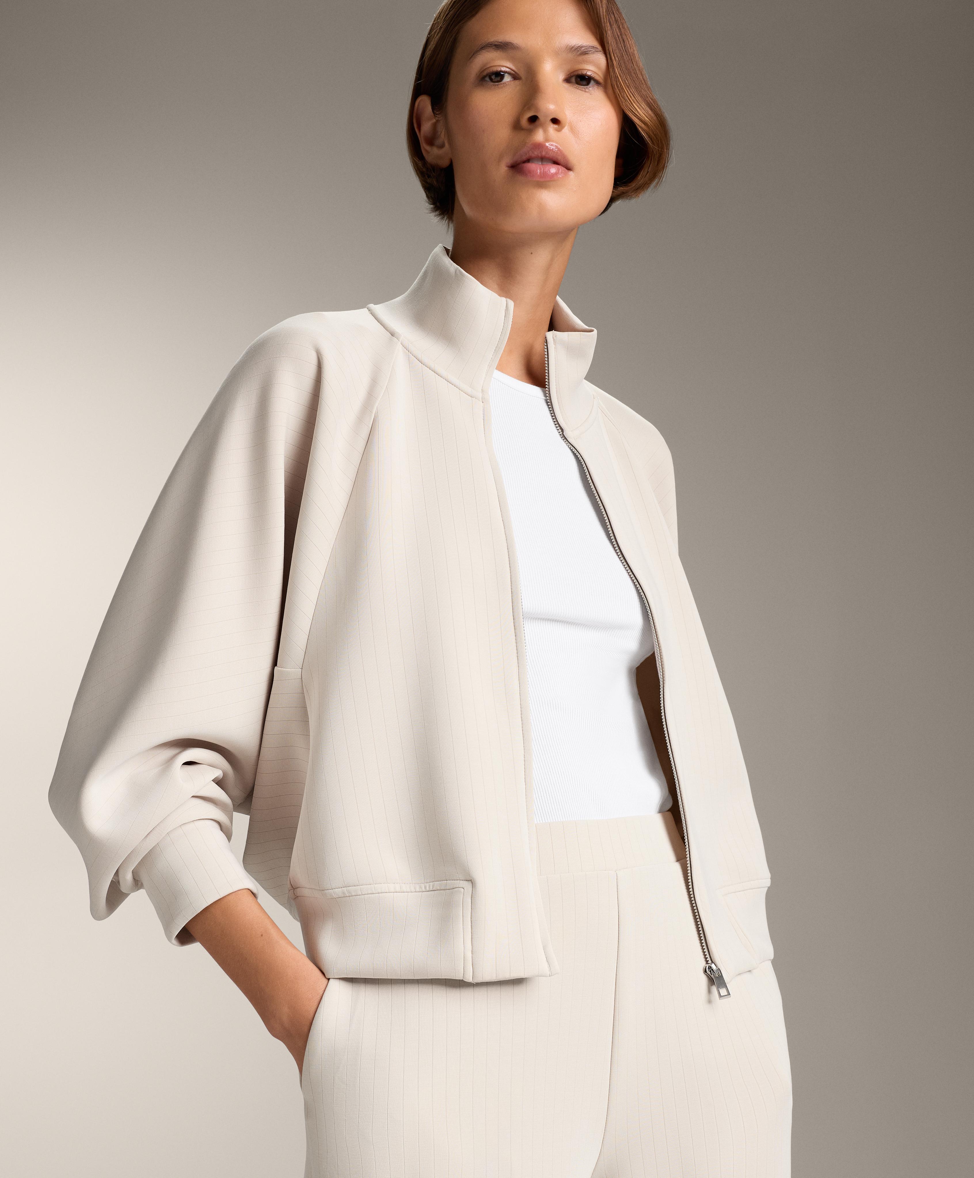 Veste à rayures col montant avec modal au toucher doux