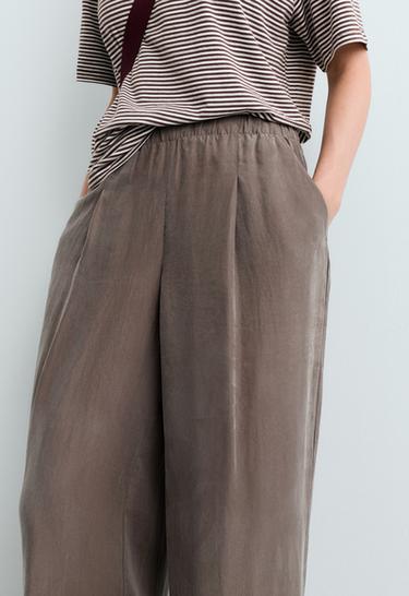 100% lyocell wide-leg trousers — DARK MINK 3