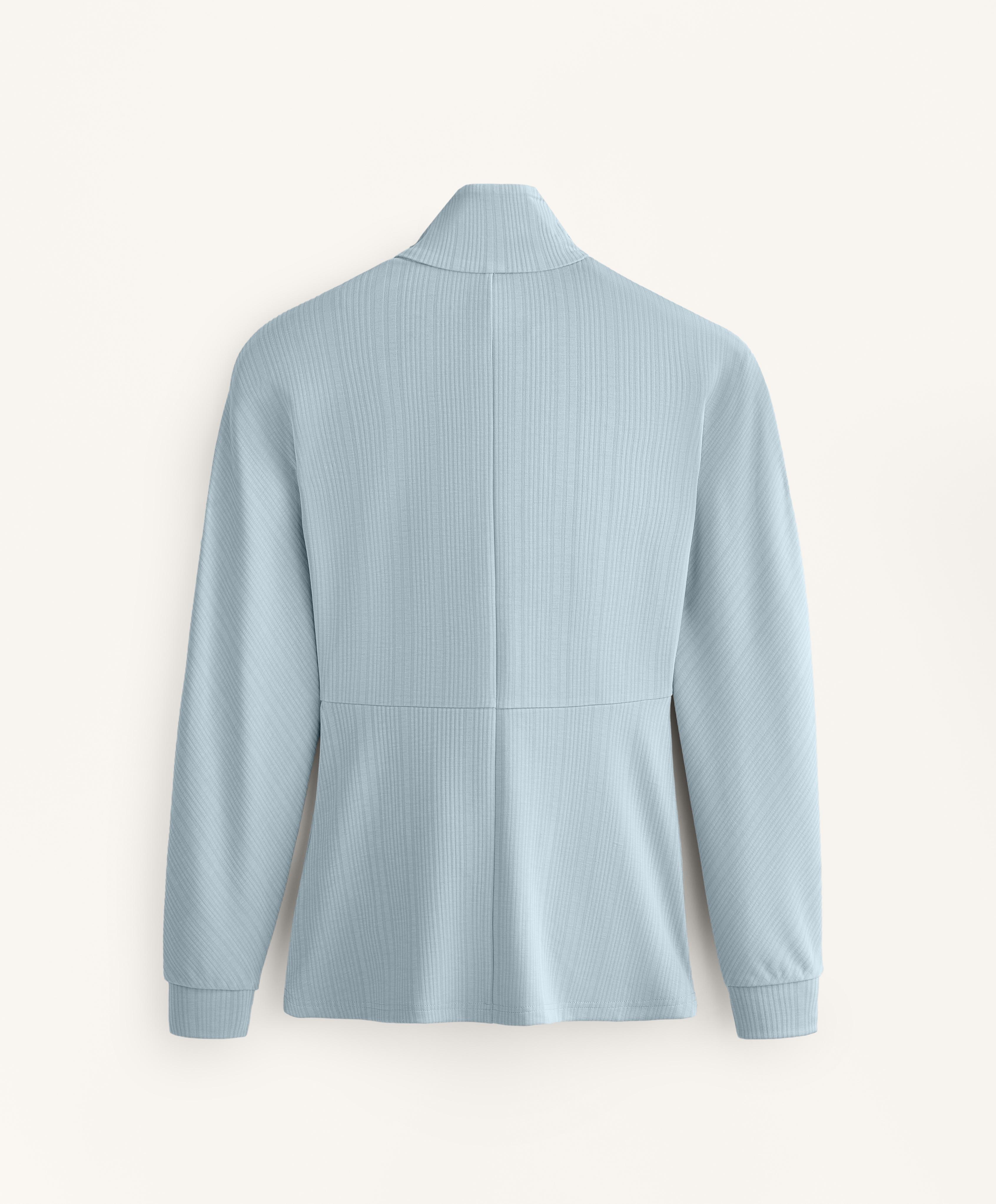 Long asymmetrical stripe jacket with modal — DUSTY-BLUE
