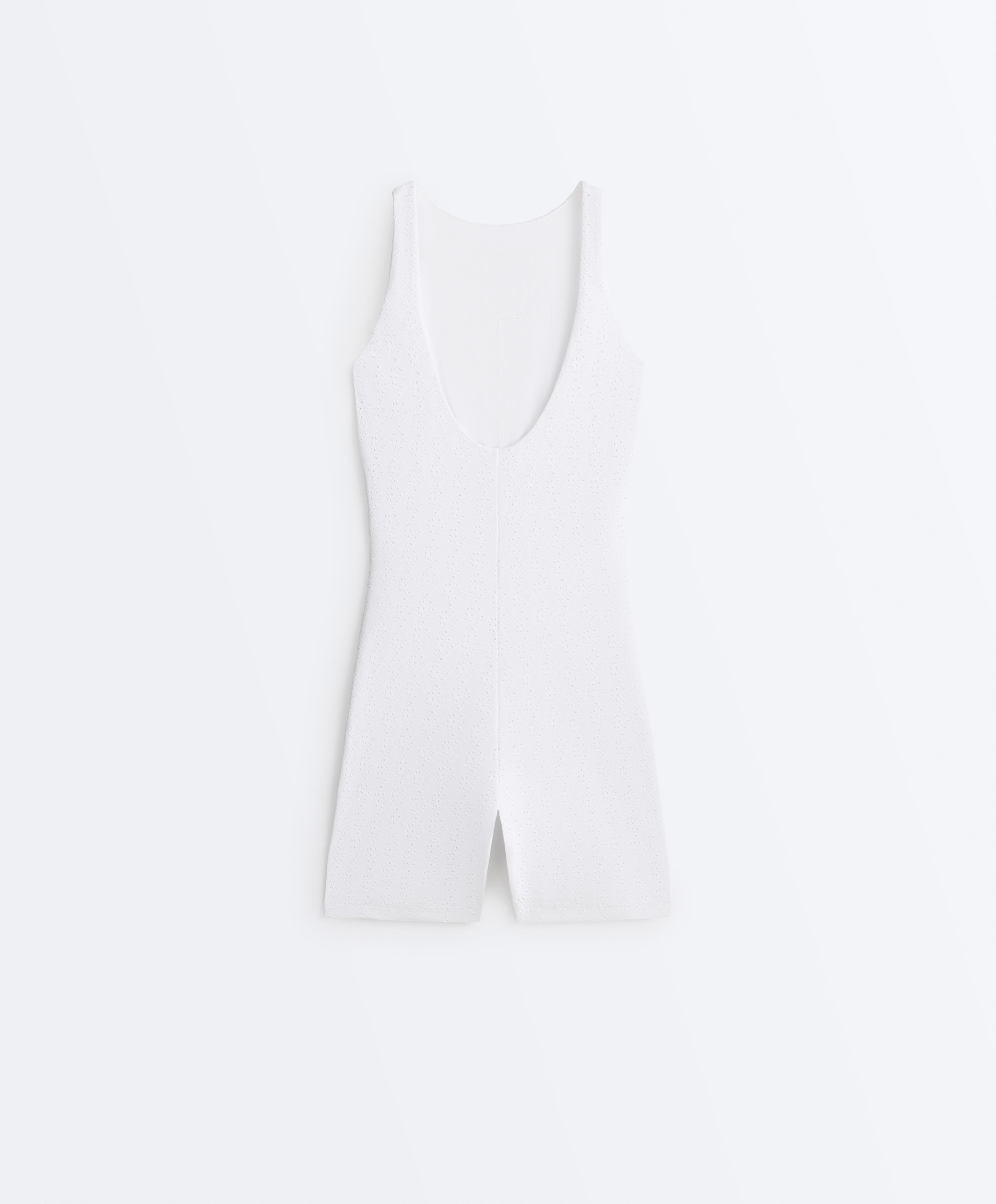 Embroidered Comfortlux short jumpsuit — WHITE