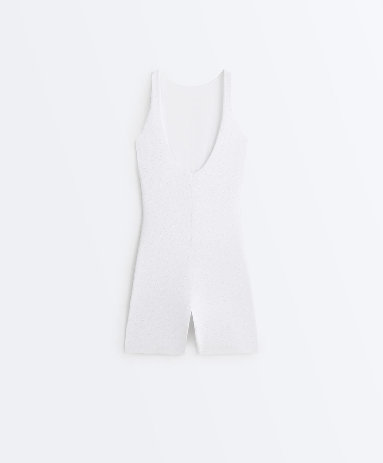 Embroidered Comfortlux short jumpsuit — WHITE 
