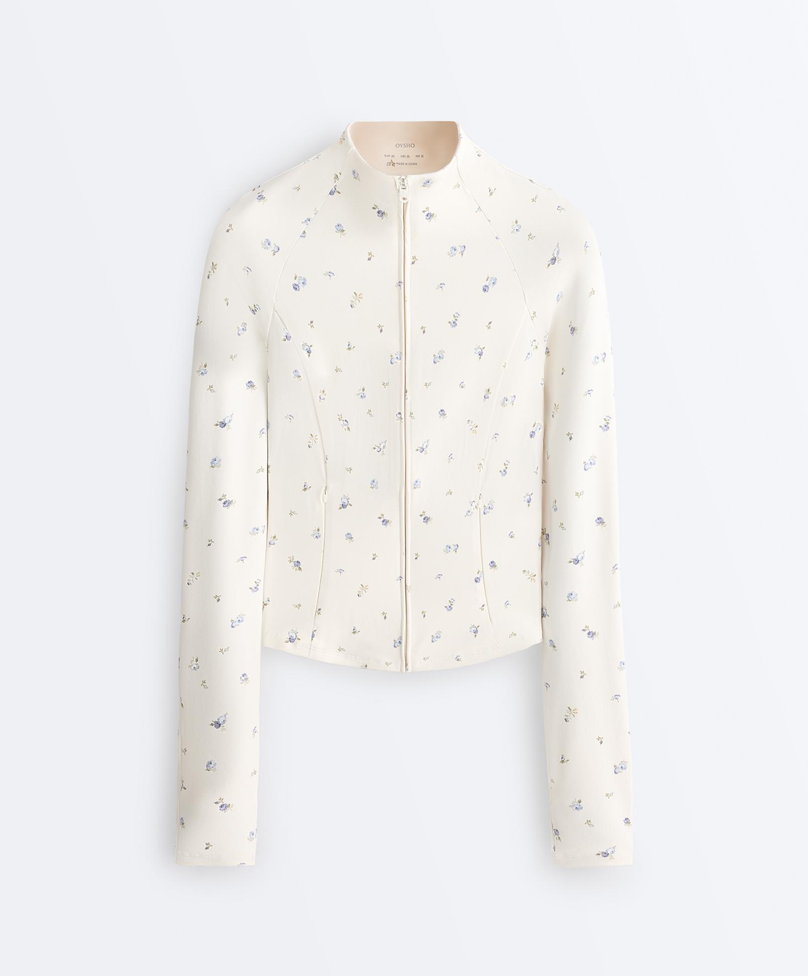 Evermove floral print technical jacket — PALE ECRU
