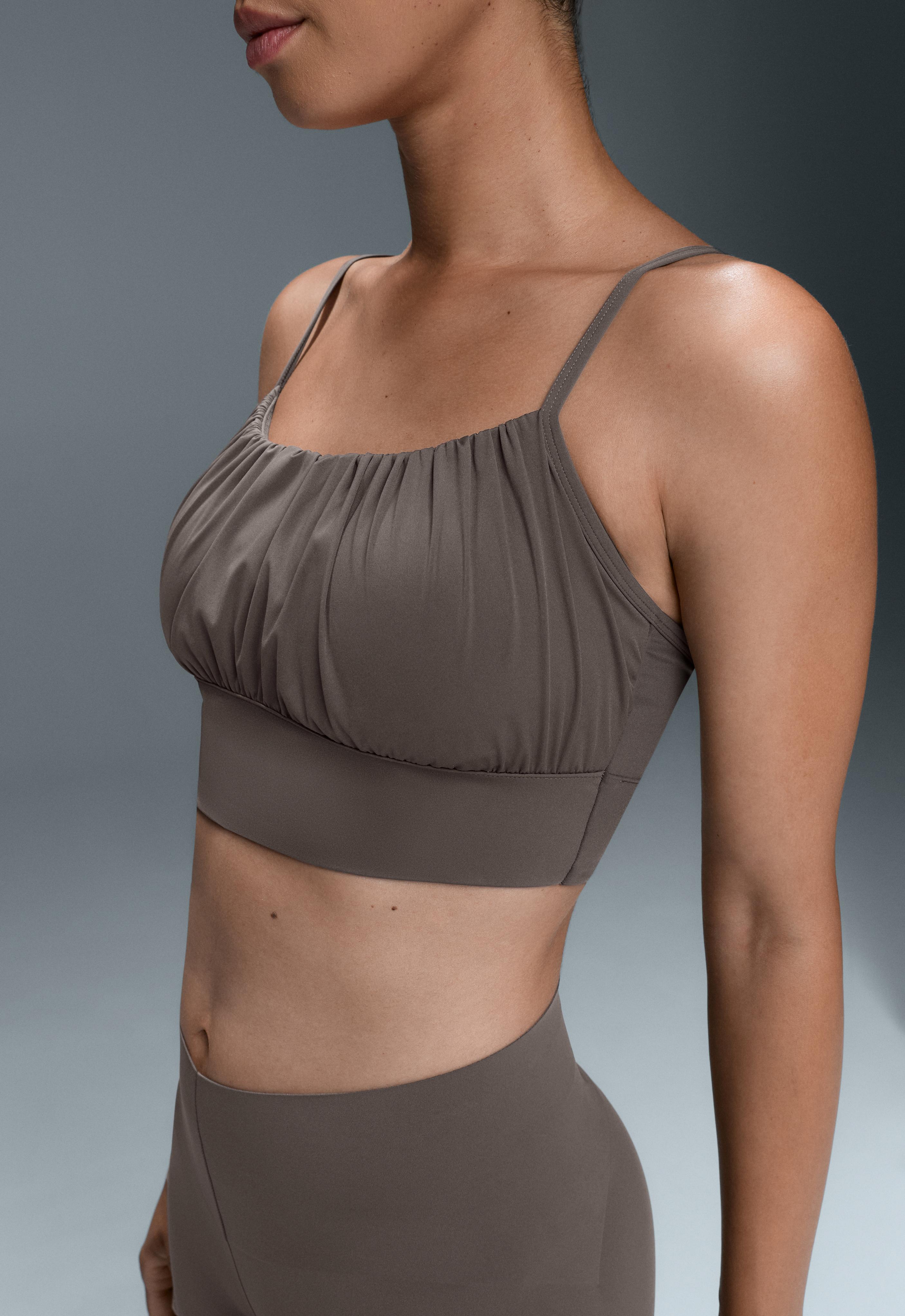 Ruched Light Touch tank top — BROWN-KHAKI