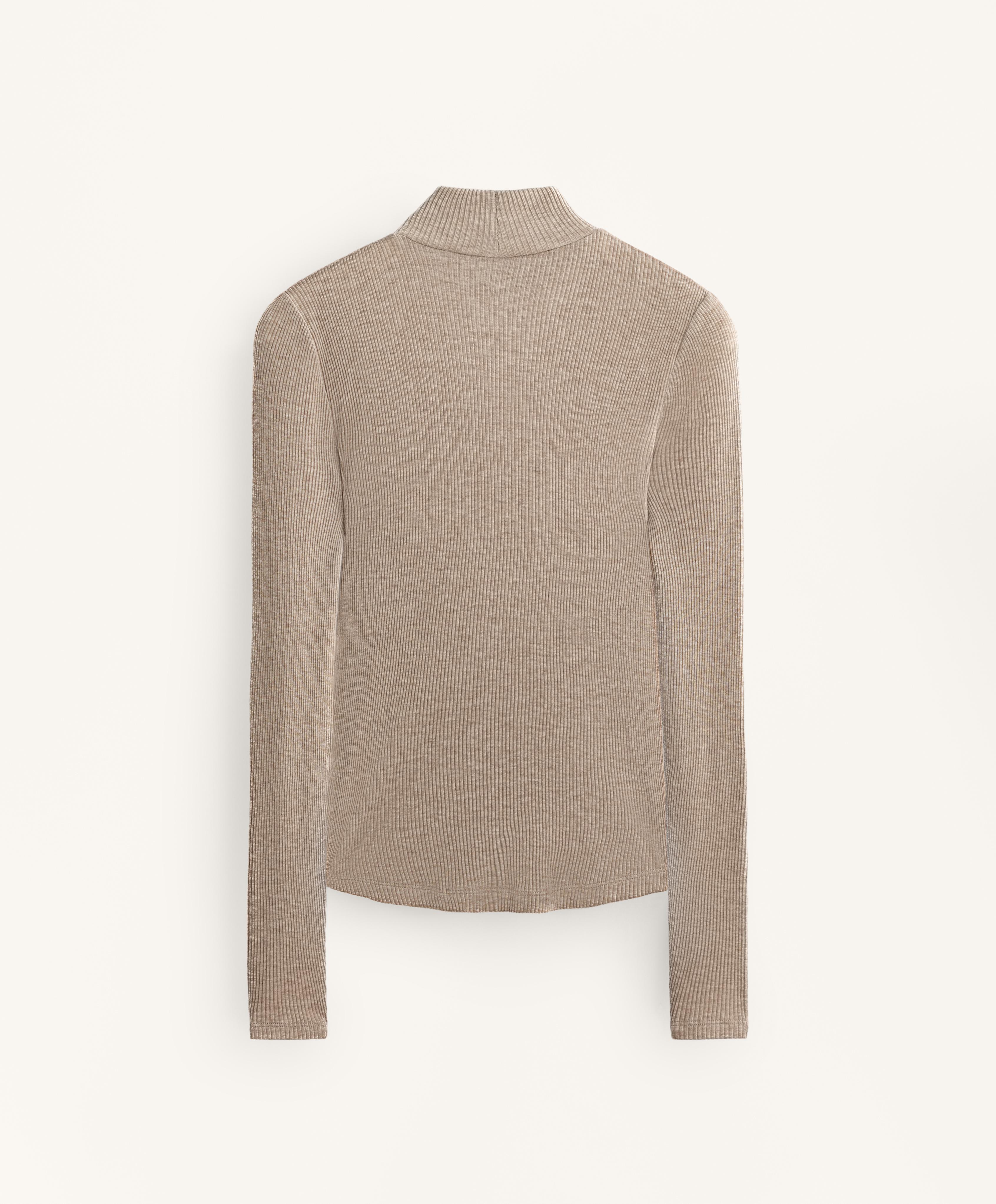 Rib high-neck base layer T-shirt with lyocell