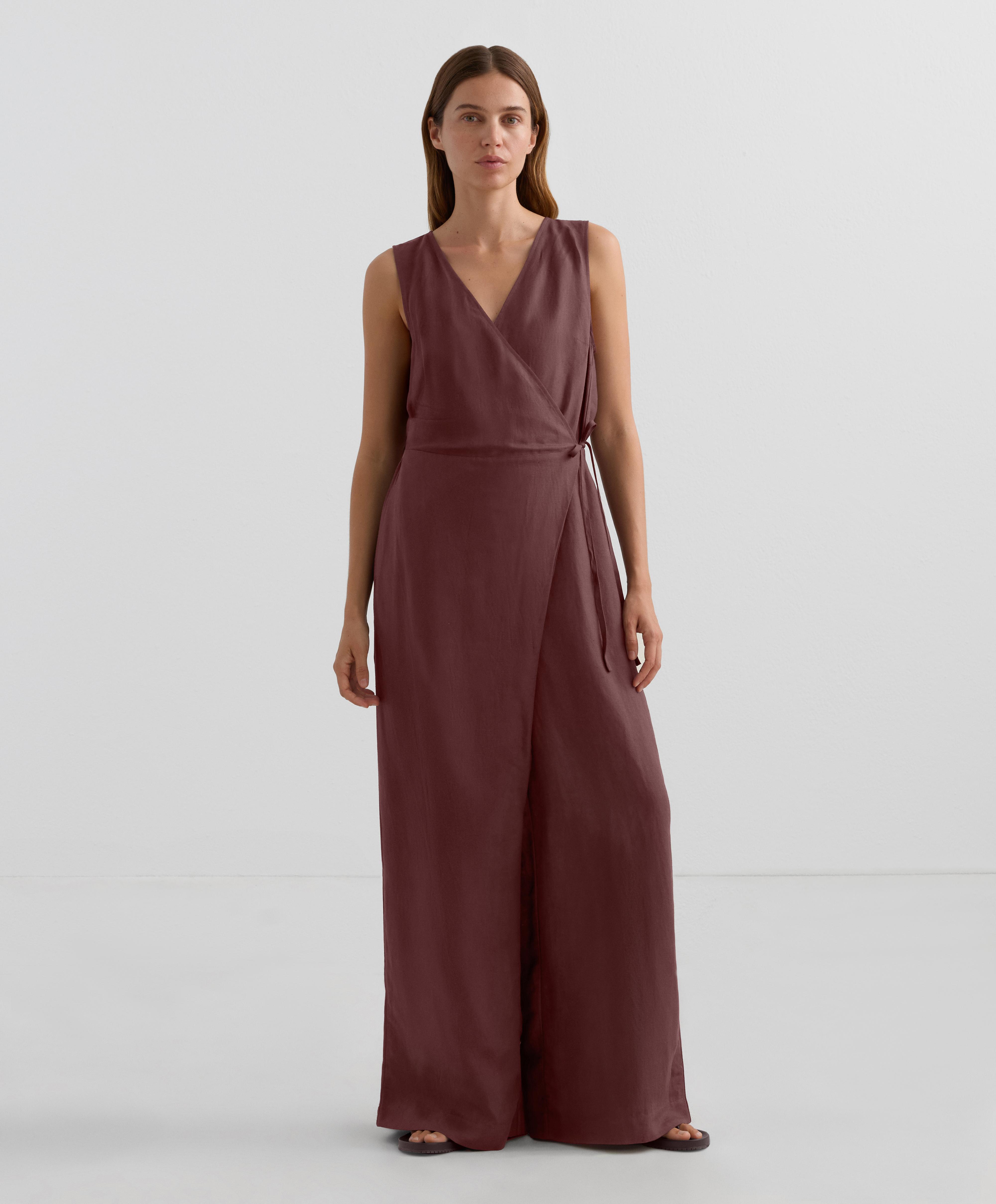 Wrap trouser jumpsuit with linen Wrap trouser jumpsuit with linen