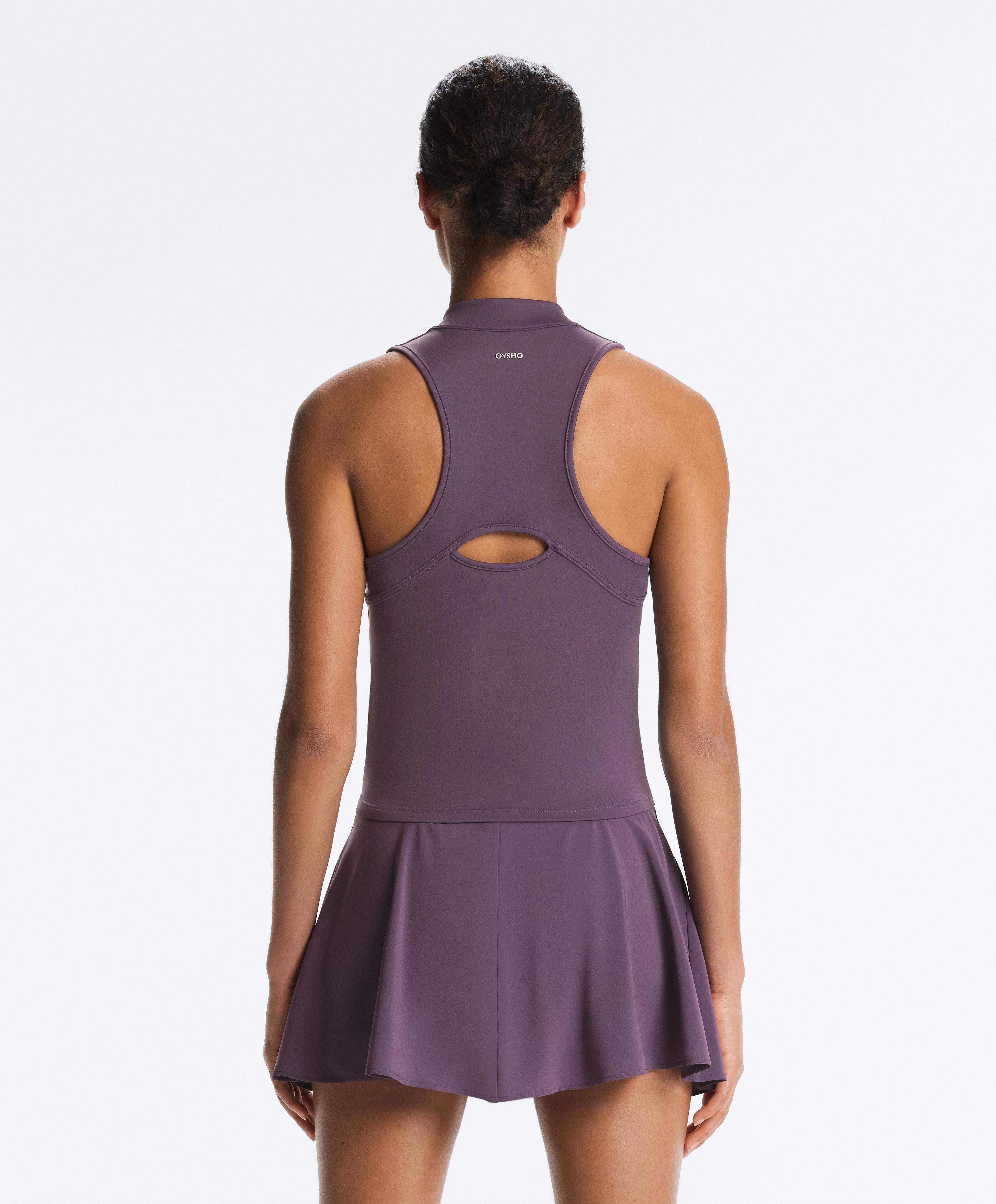 Half-zip sleeveless top — WASHED PURPLE