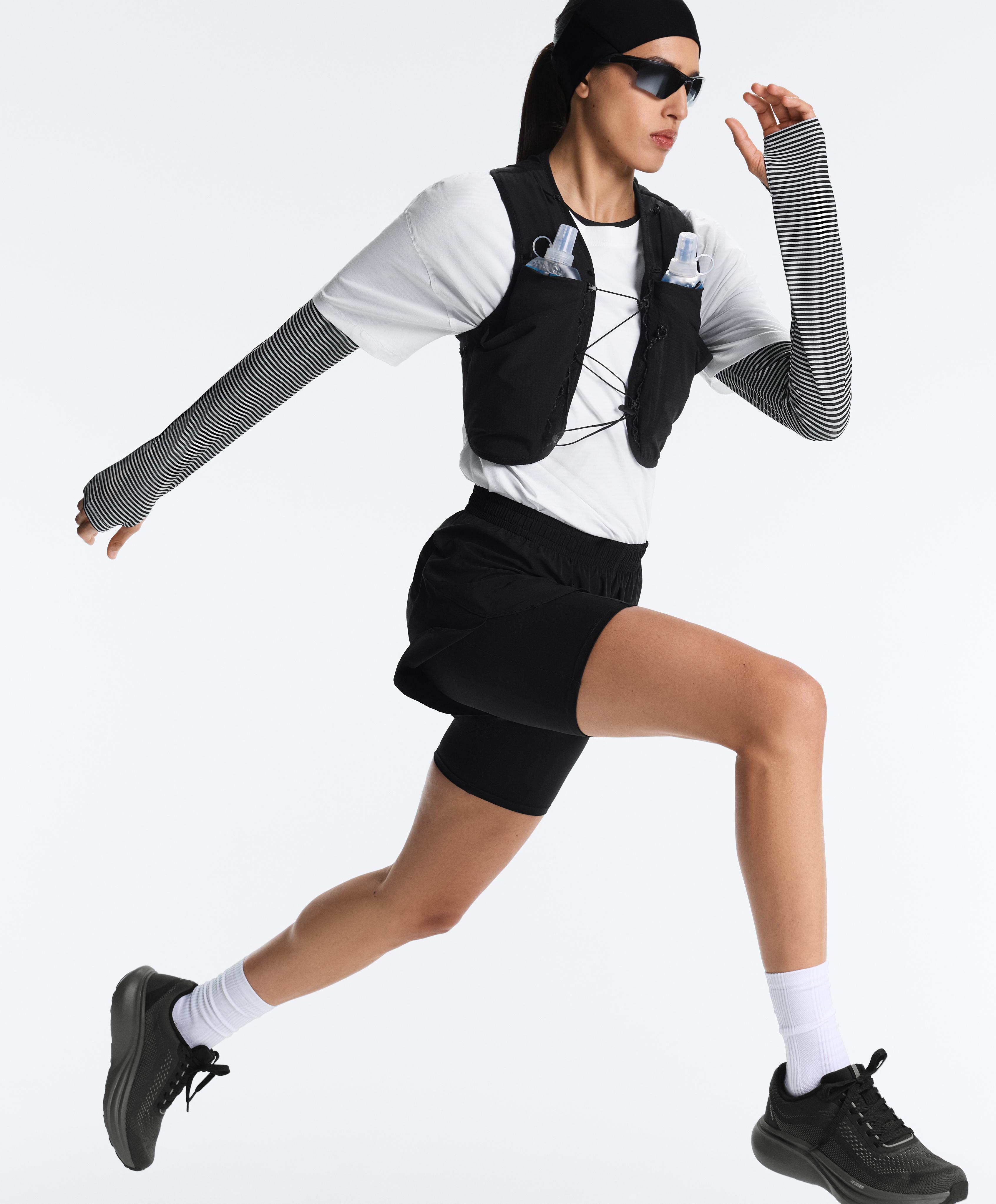 Long-sleeved striped technical T-shirt