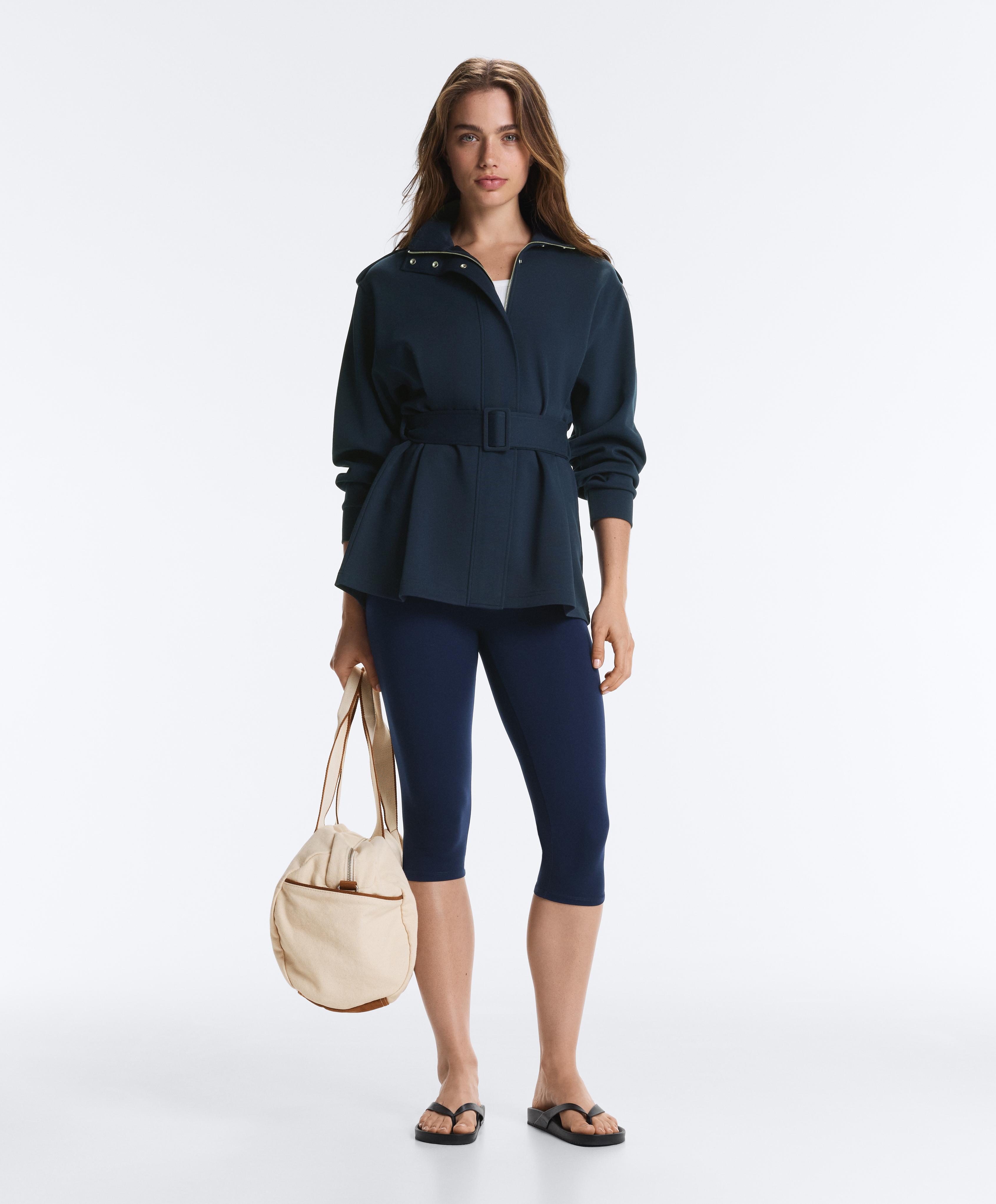 Veste longue Utility à ceinture en piqué de coton Veste longue Utility à ceinture en piqué de coton