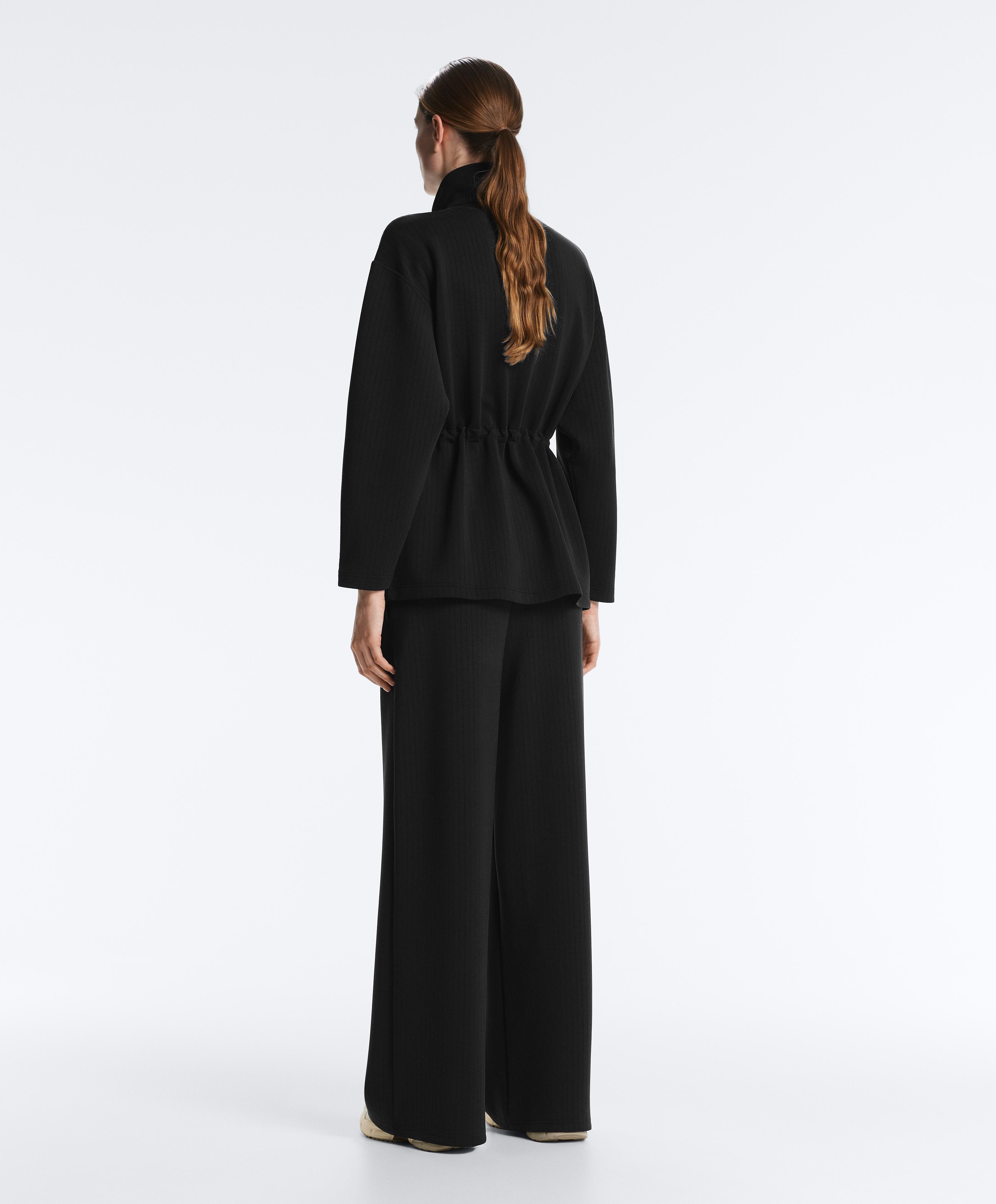Long Utility jacket with soft-touch modal — BLACK