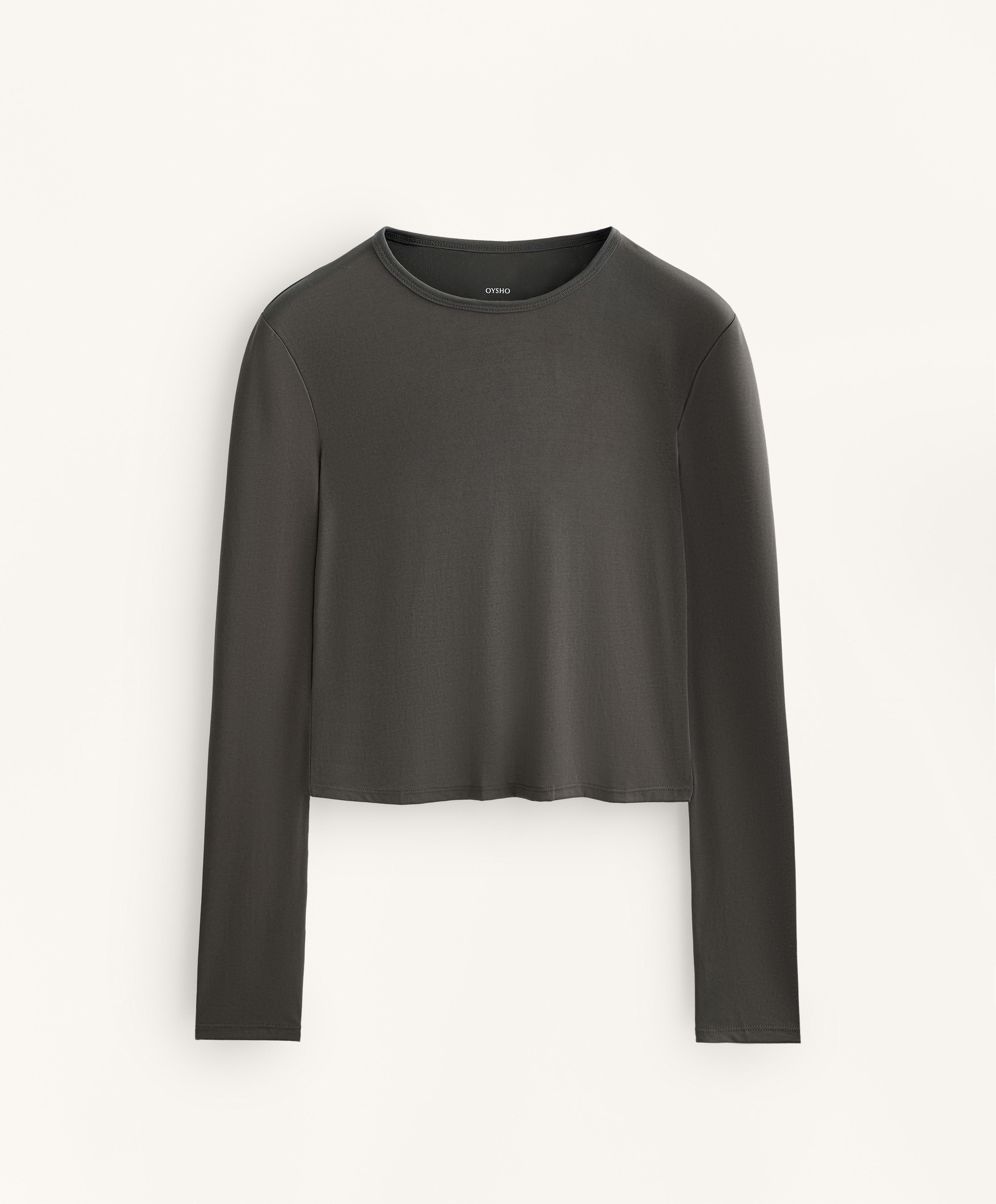 Cross-back cropped T-shirt with modal - Sale