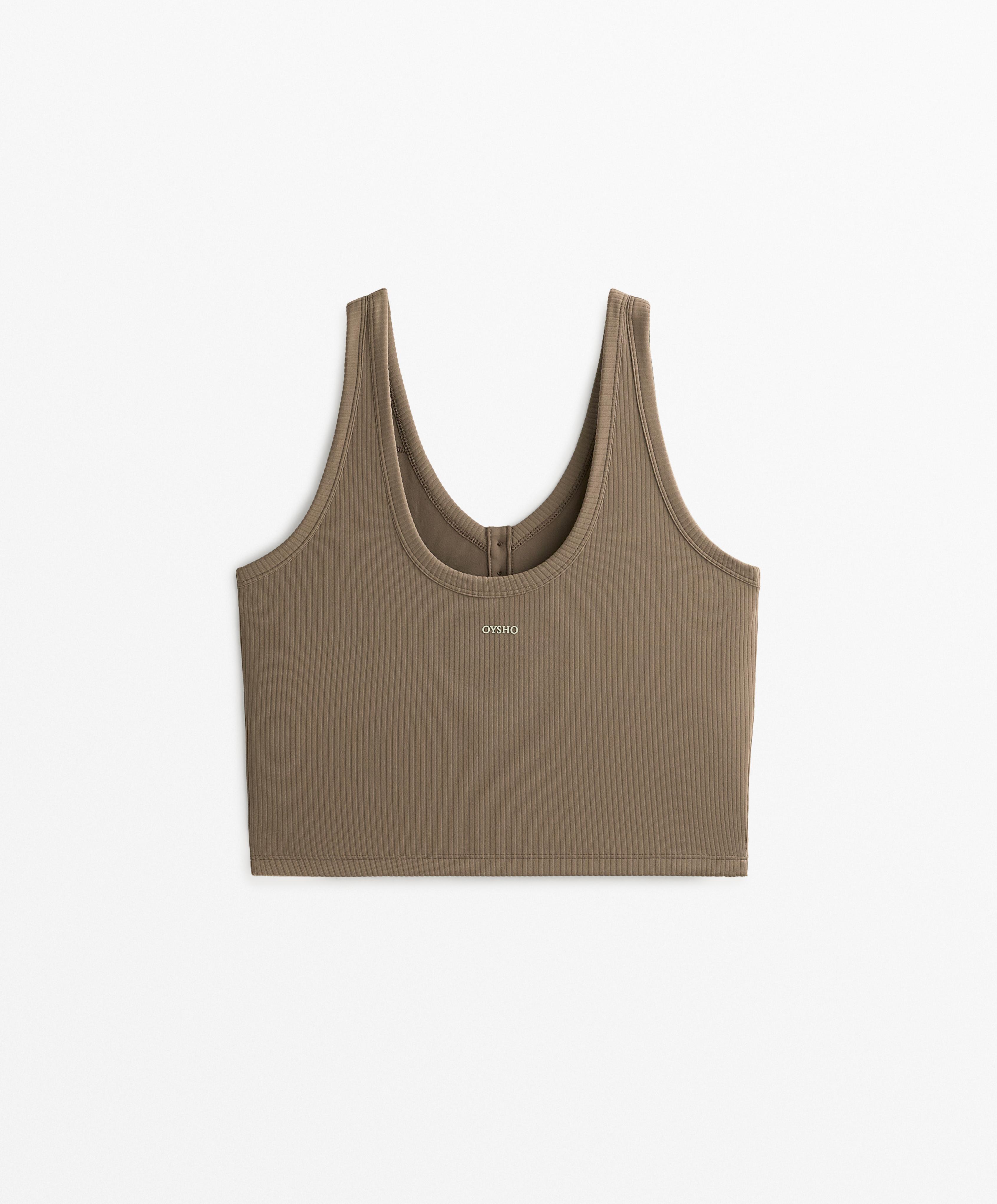 Rib Comfortlux open back Henley tank top