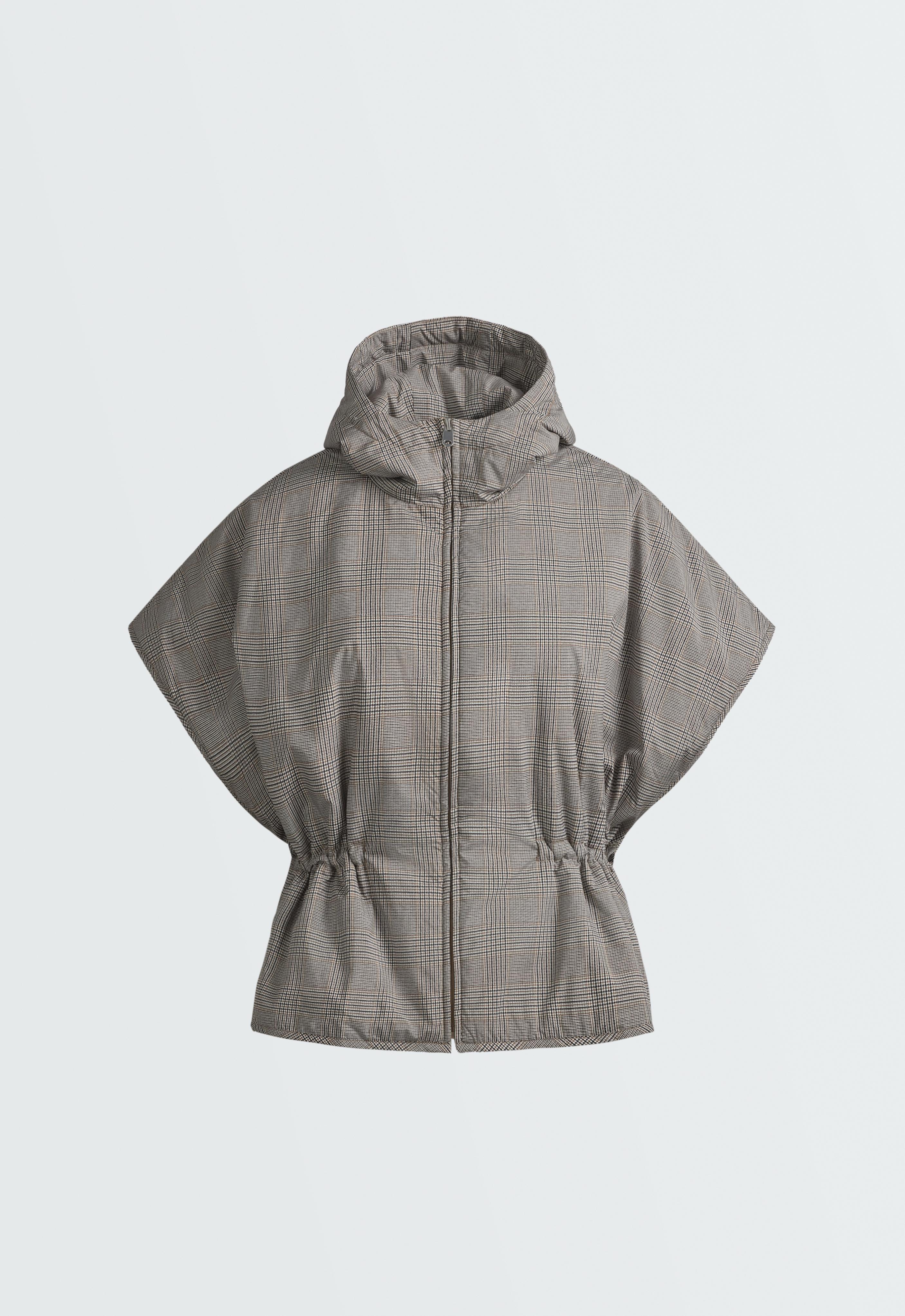 Gewatteerde cape-bodywarmer met ruitjes