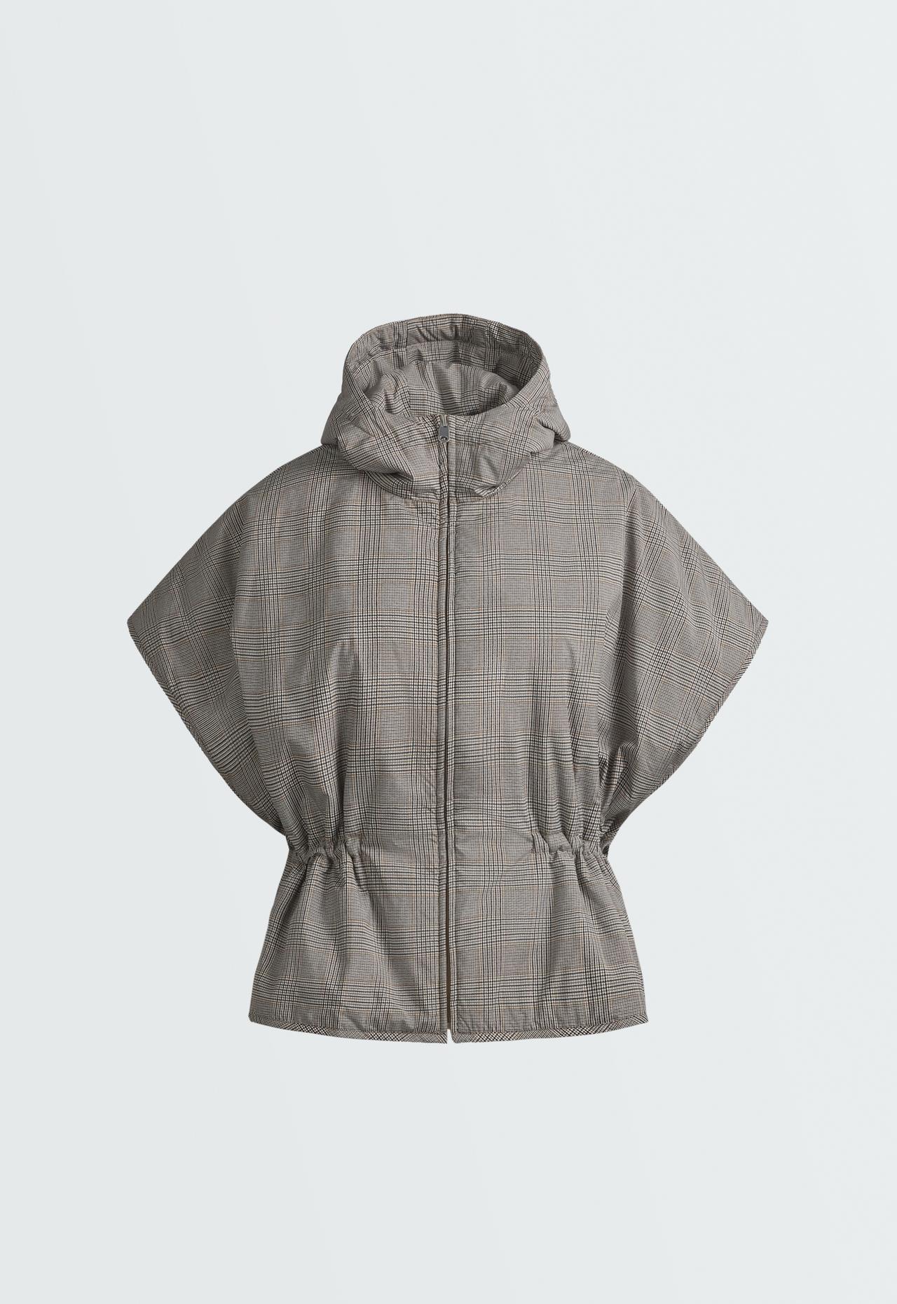 Check cape-style quilted gilet — CAMEL