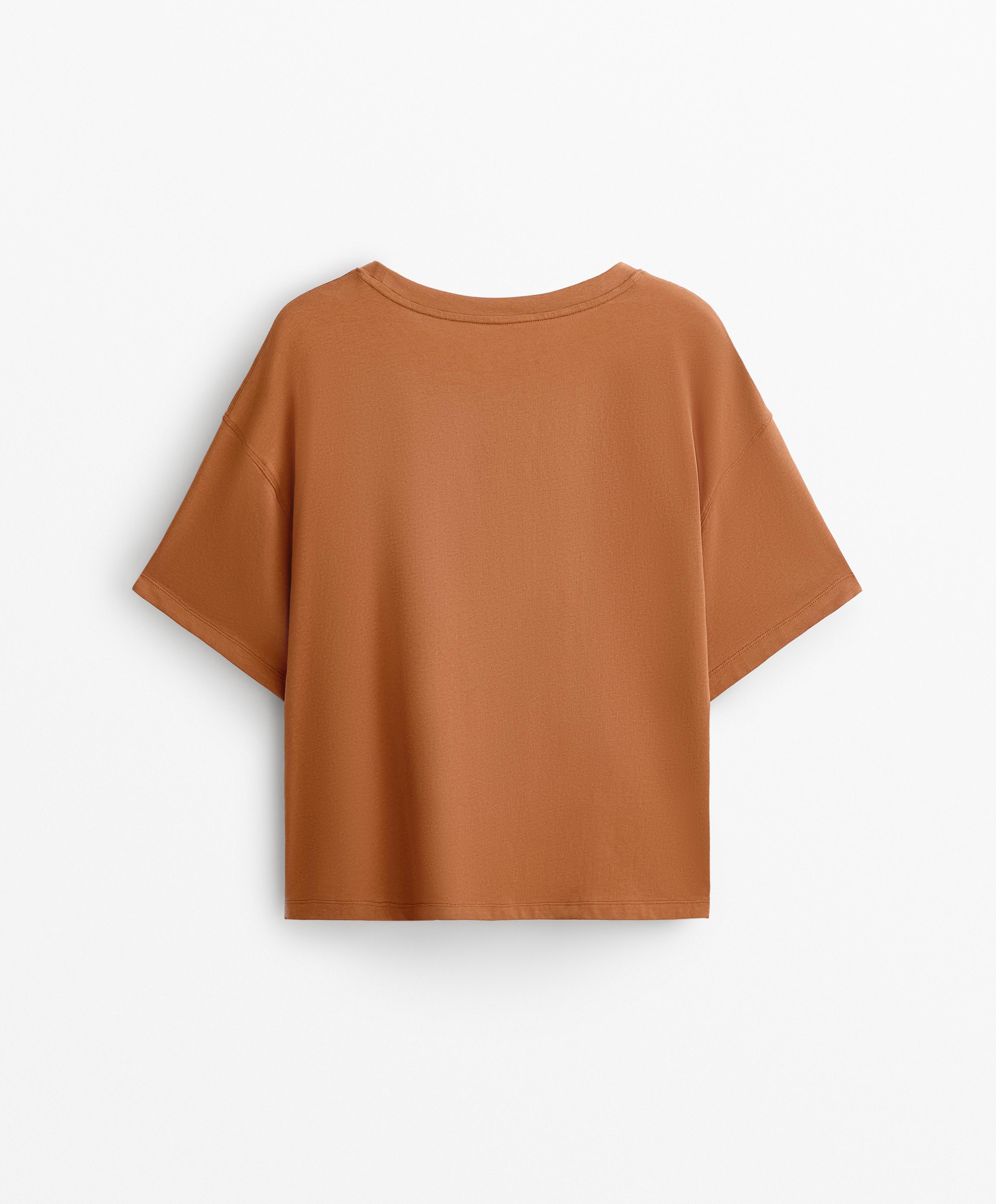 Κοντομάνικη μπλούζα boxy από μείγμα με βαμβακιού Κοντομάνικη μπλούζα boxy από μείγμα με βαμβακιού