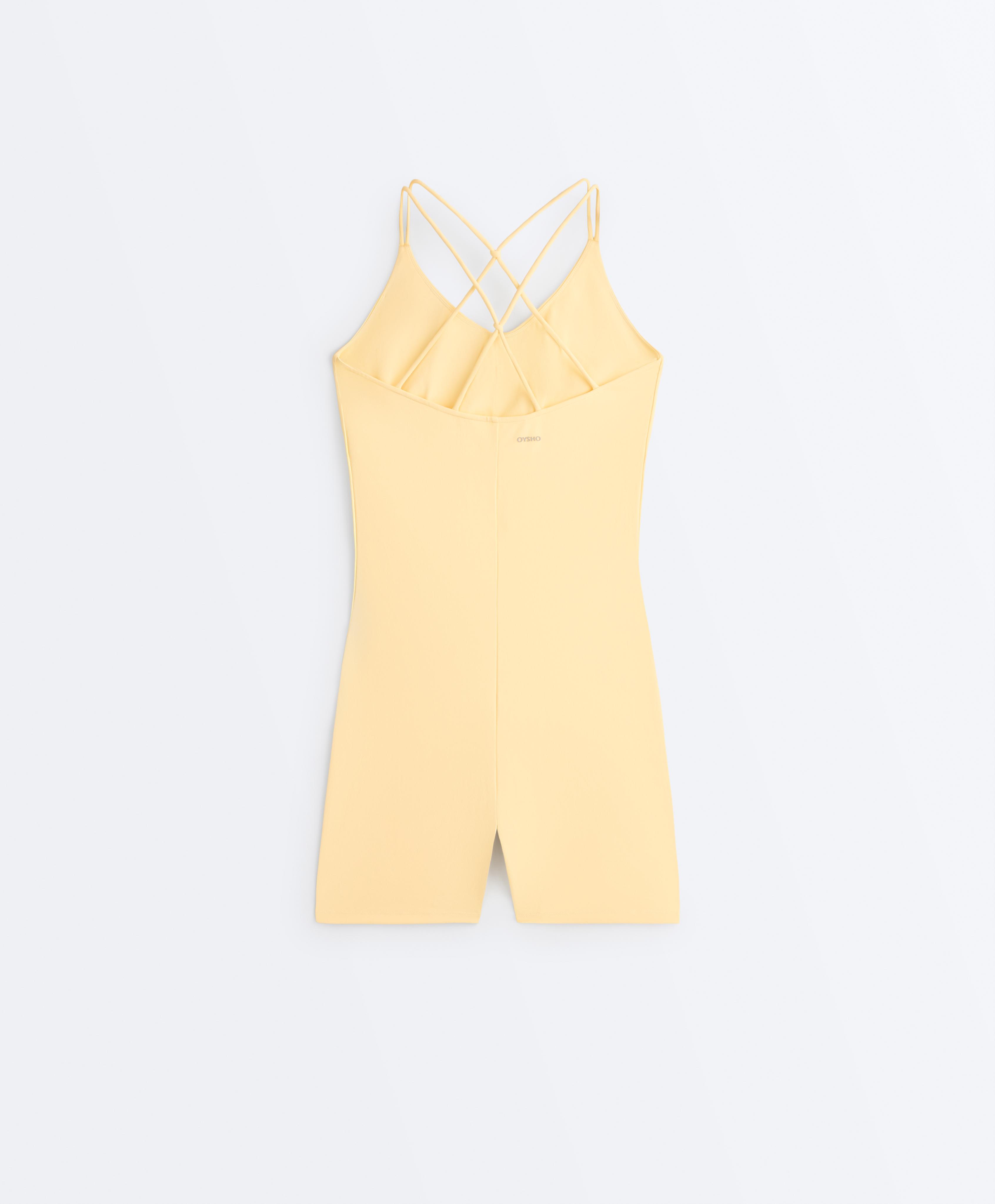 Comfortlux short jumpsuit with knot detail — PALE YELLOW