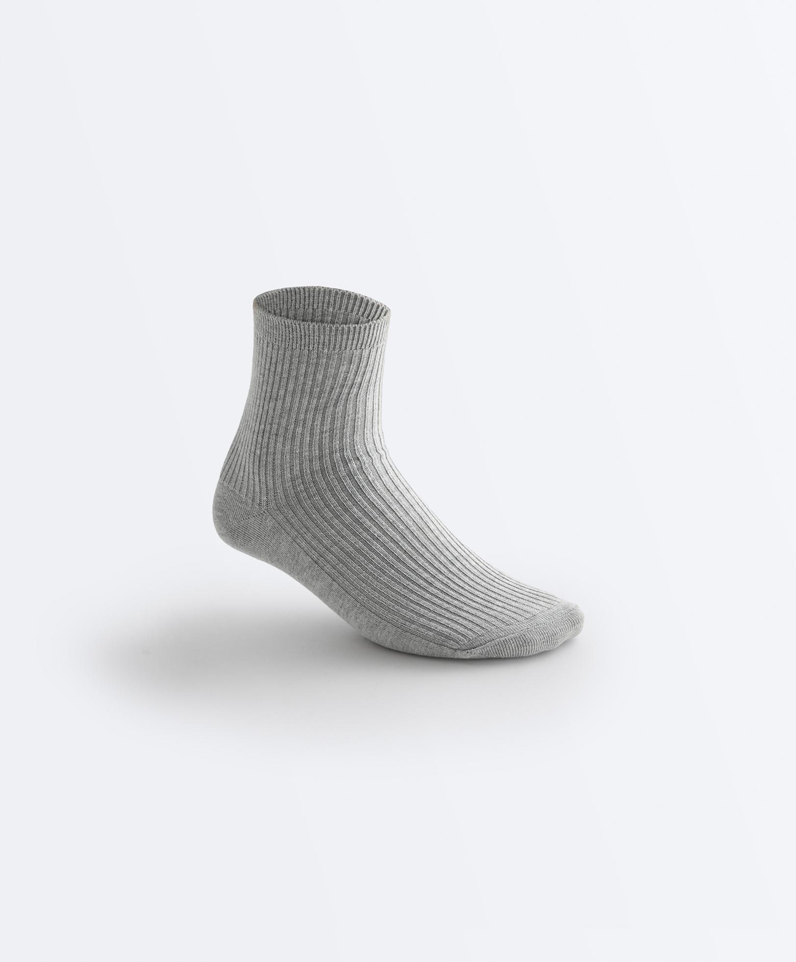 5 pairs of quarter socks with cotton — PALE GREY MELANGE