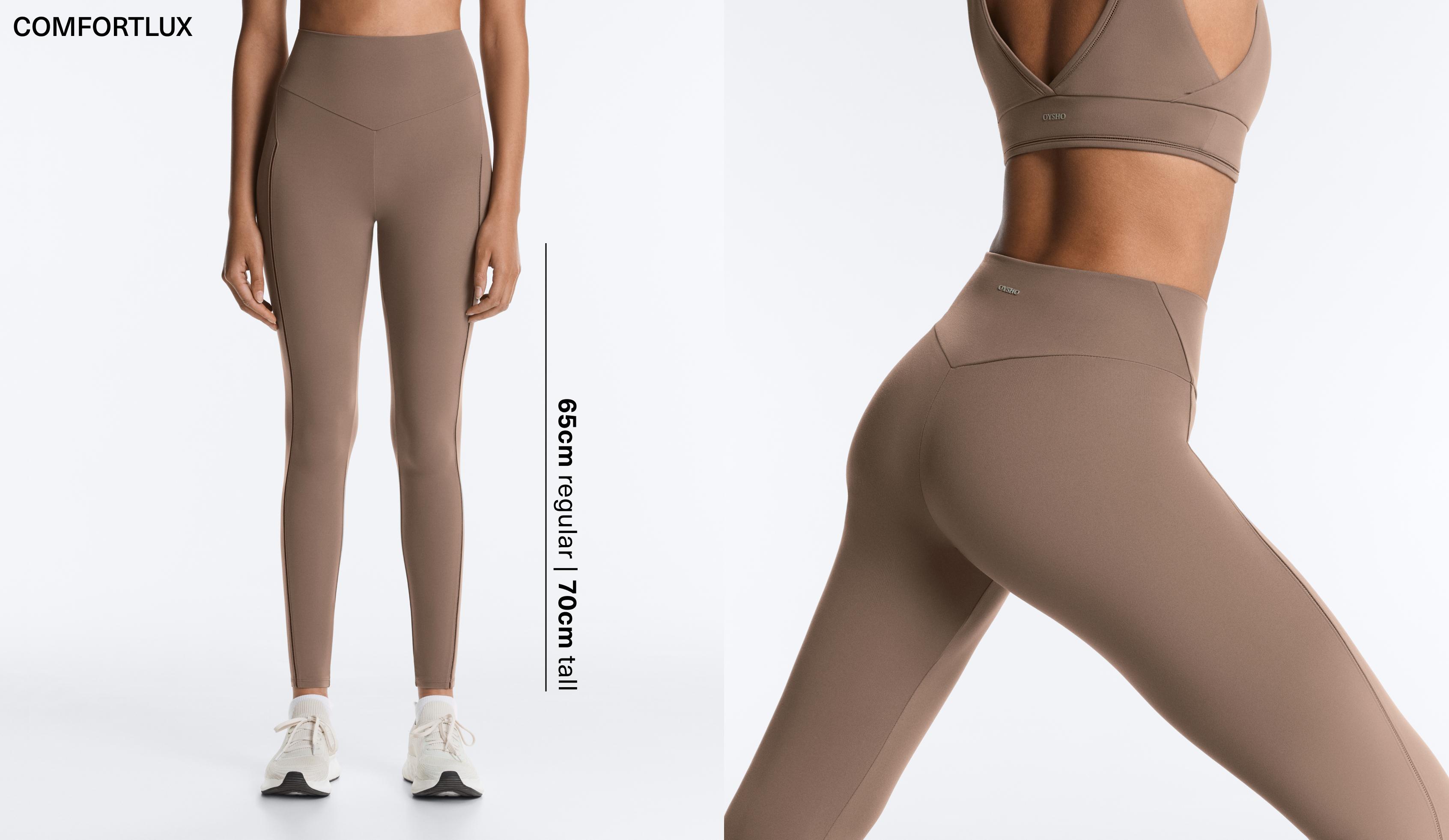 Comfortlux high-rise hemstitch ankle-length leggings — MINK