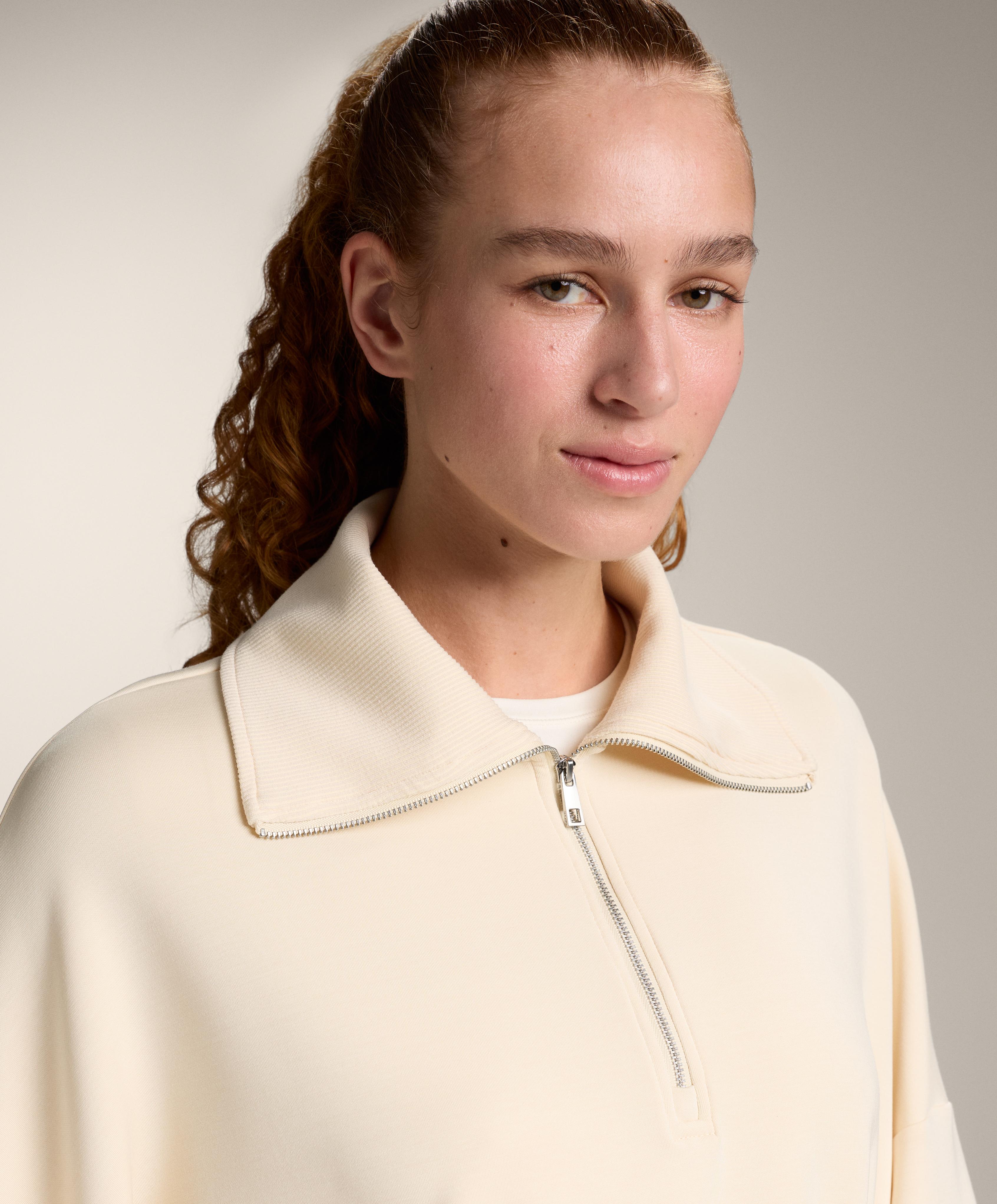 Sweat-shirt demi-zip en modal doux au toucher Sweat-shirt demi-zip en modal doux au toucher