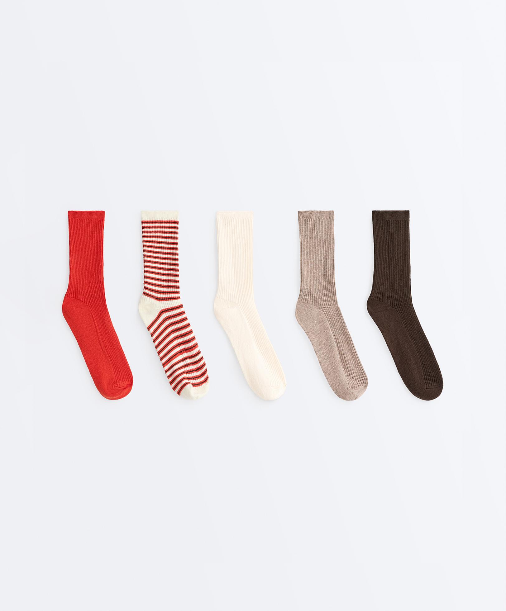 5 pairs of cotton blend classic socks — BRIGHT ORANGE