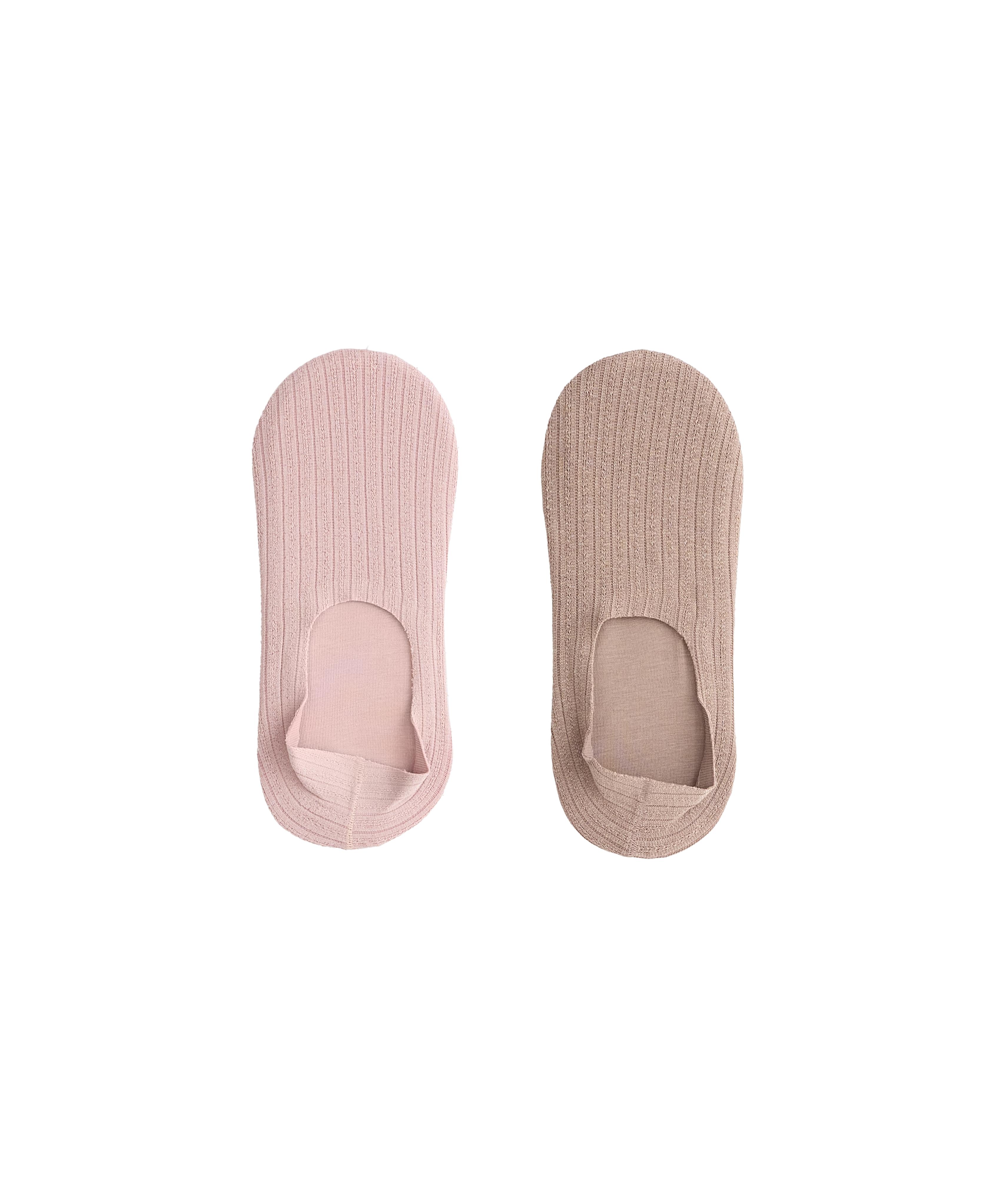 2 pairs of high-cut cotton invisible socks — BROWN