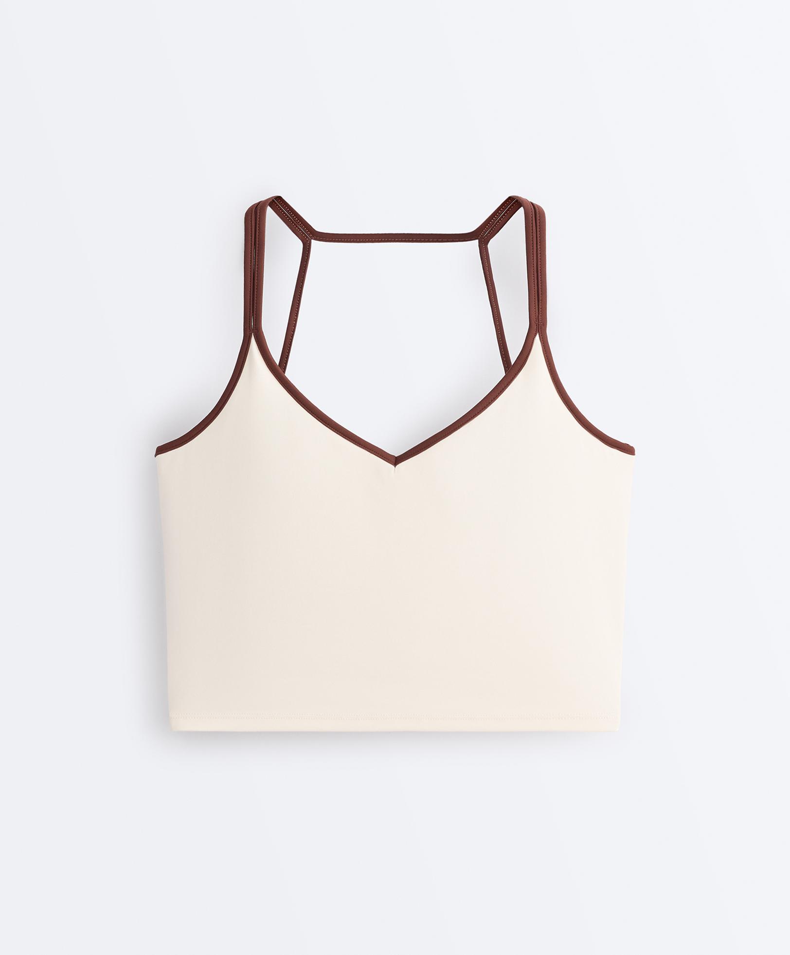 Comfortlux contrast strap tank top — PALE ECRU