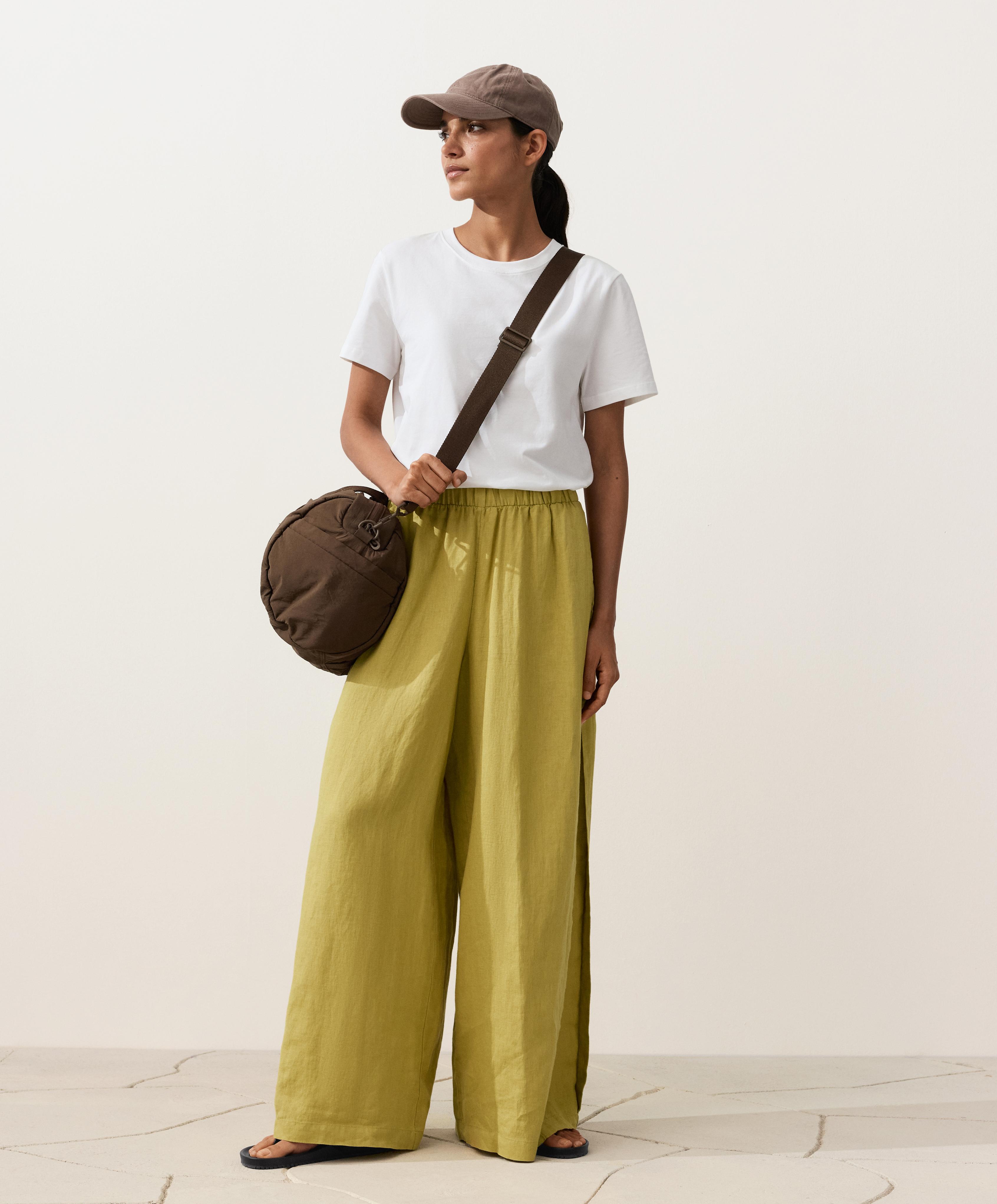 Pantalon wide leg pli latéral 100% lin Pantalon wide leg pli latéral 100% lin