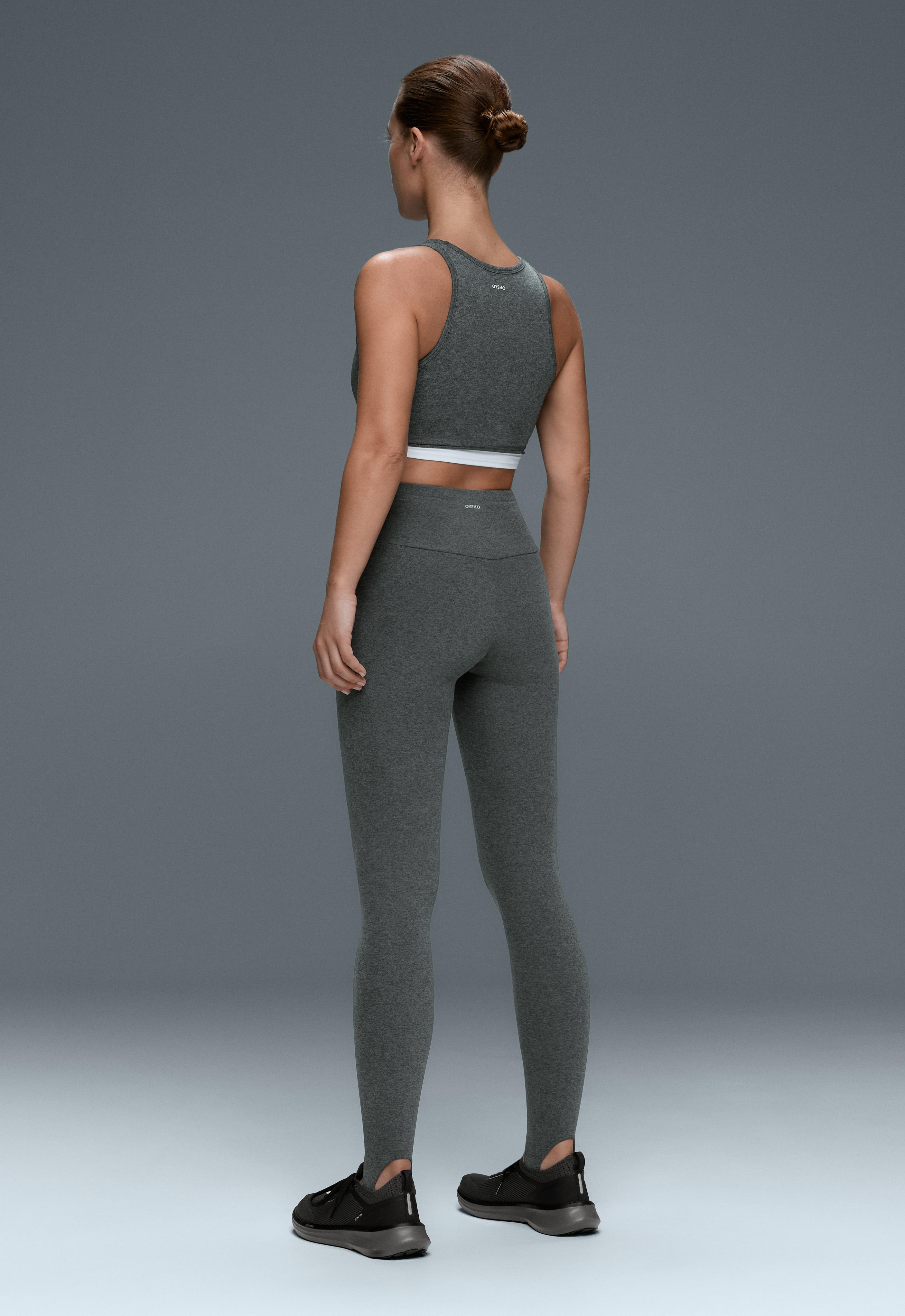 Marl overlay halterneck tank top — DARK GREY MELANGE