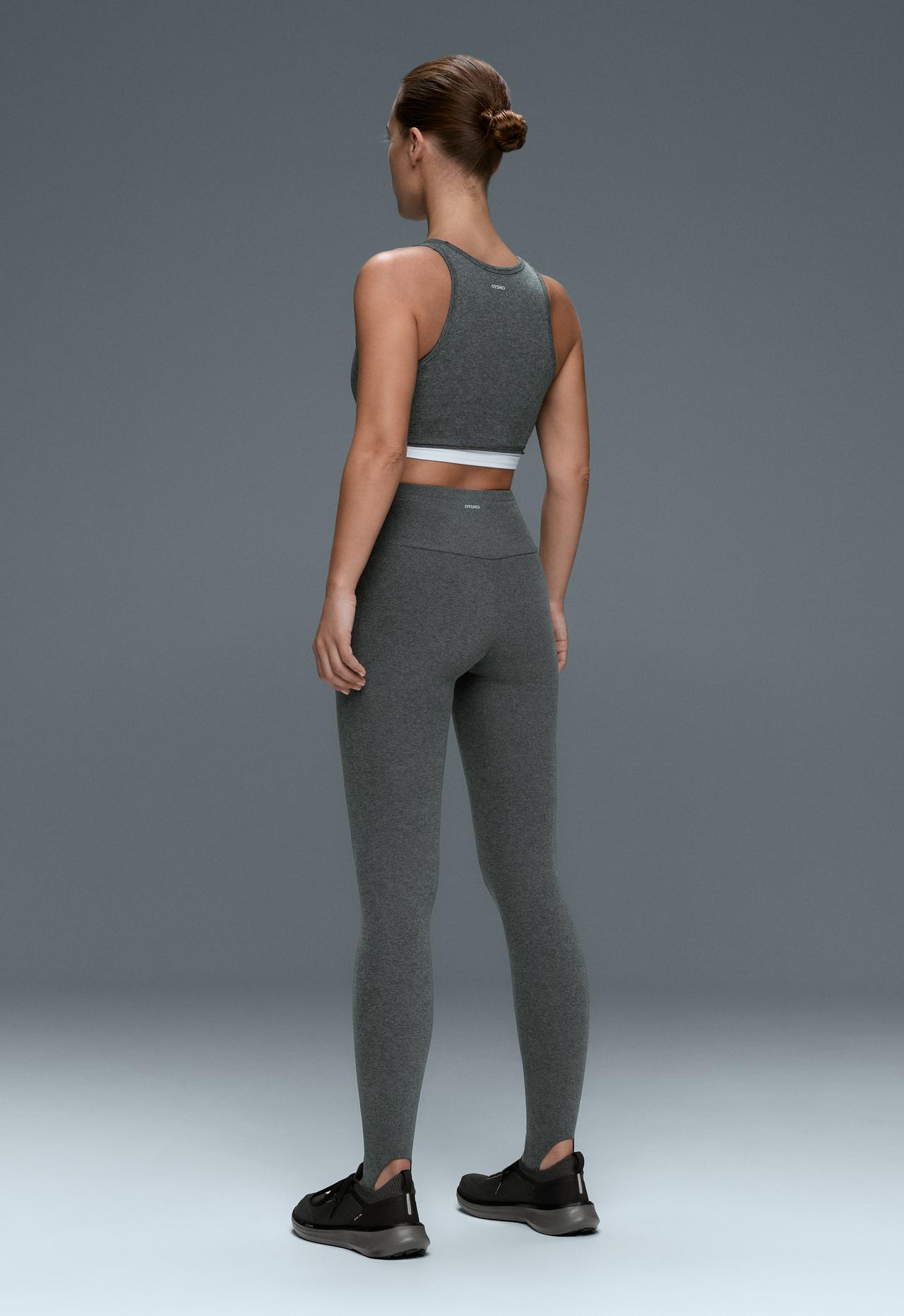 Marl halter overlay tank top — DARK GREY MELANGE