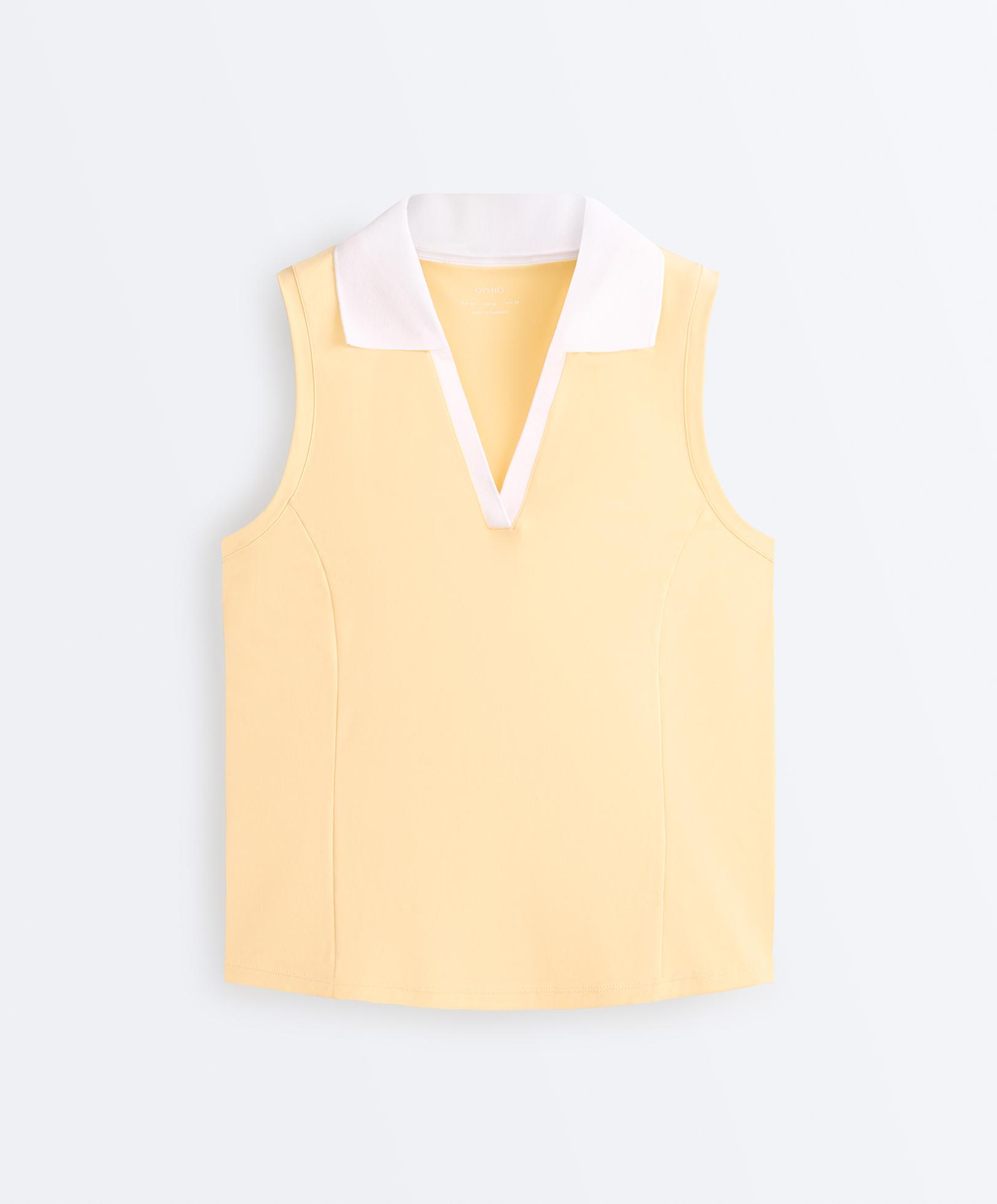 Contrast sleeveless Comfortlux polo shirt — PALE YELLOW