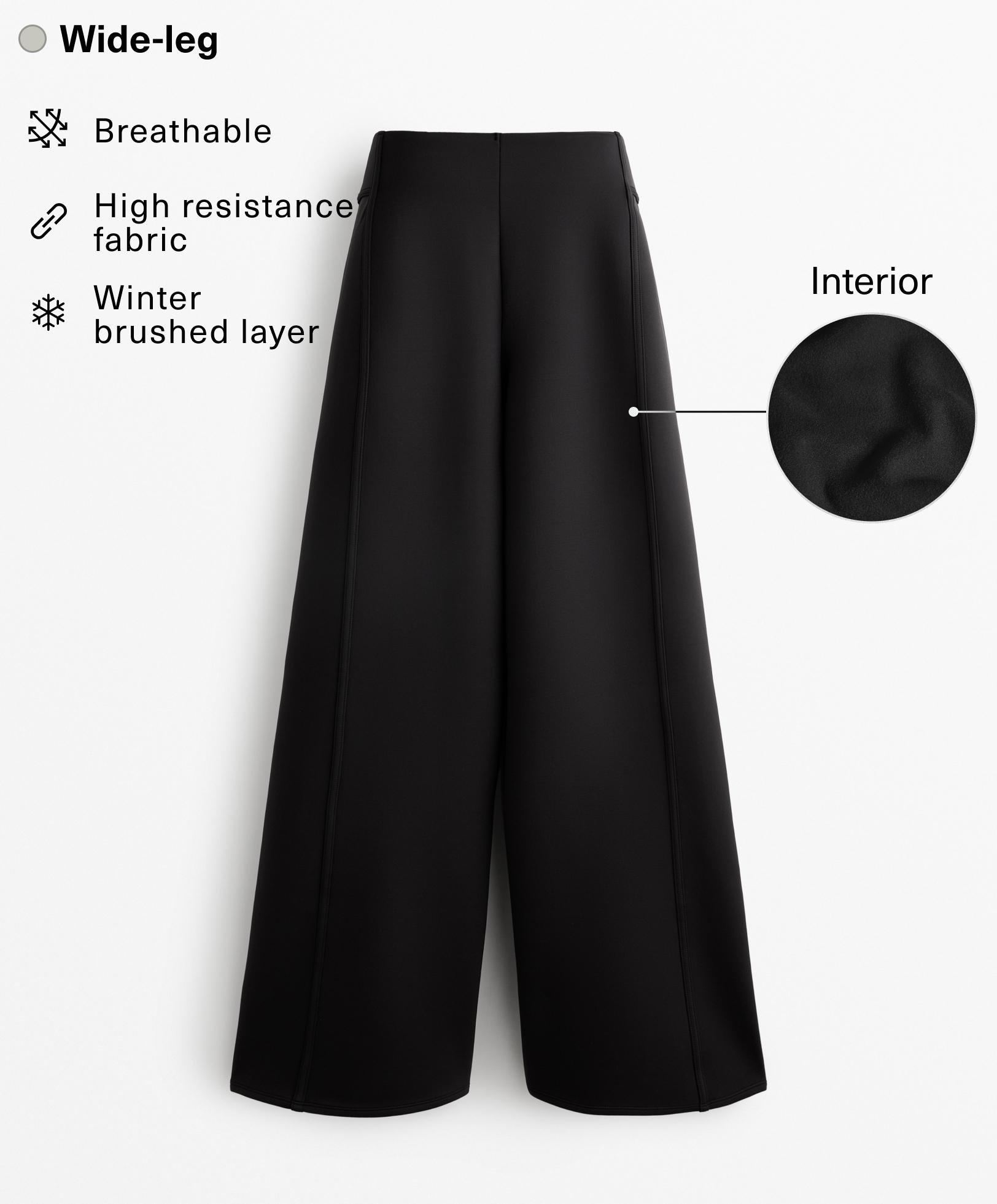 Brushed neoprene-effect wide-leg trousers - Zľava