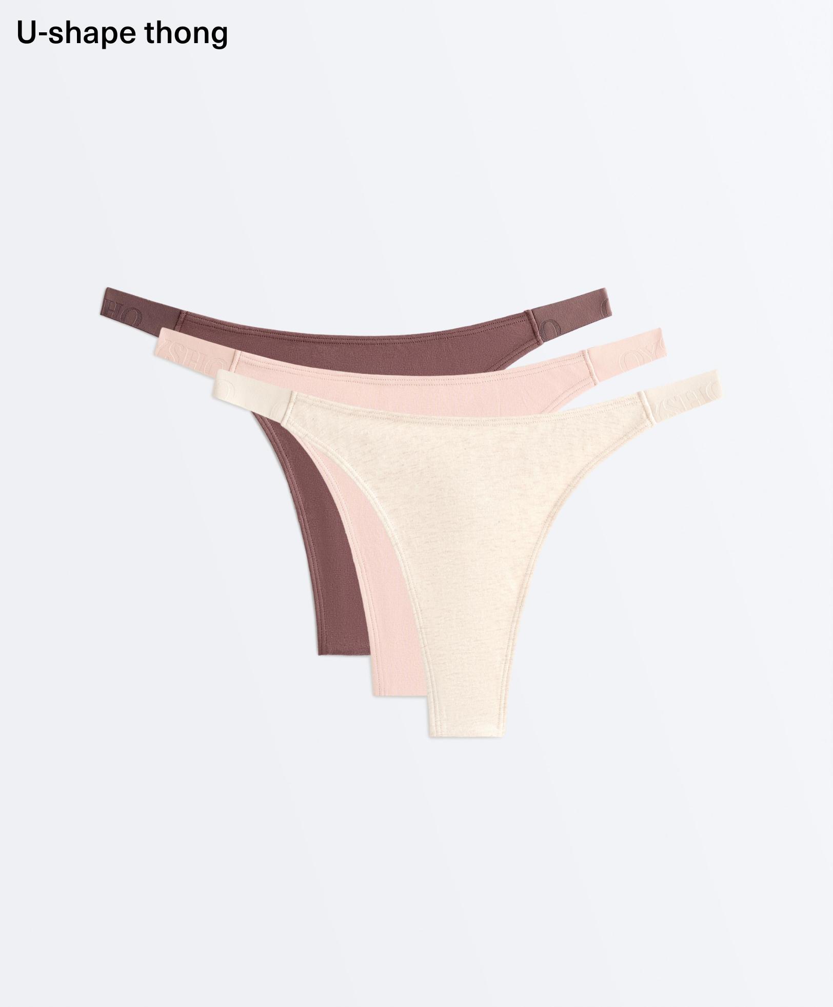 3 cotton blend thongs with logo