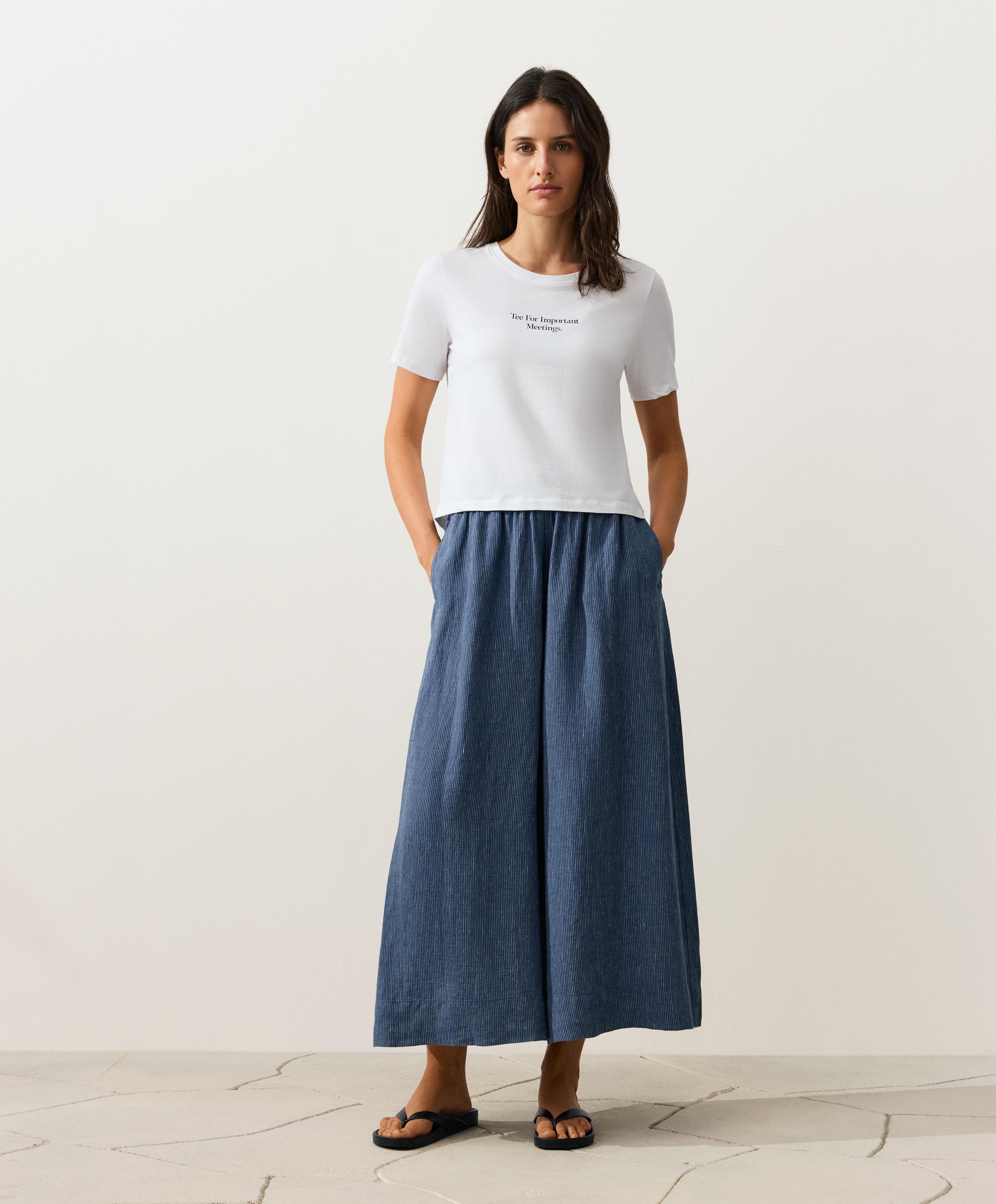 100% linen super wide-leg cropped trousers 100% linen super wide-leg cropped trousers