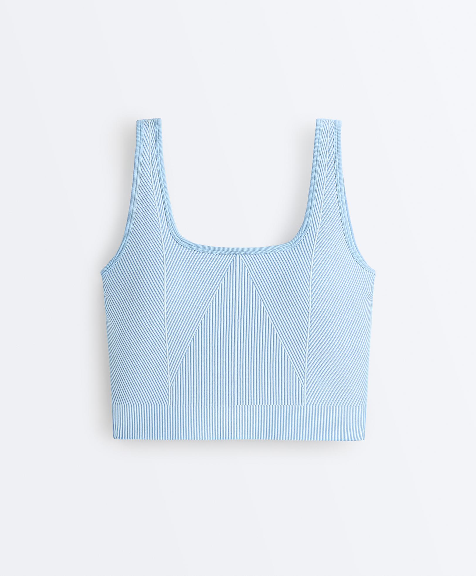 Seamless square neck tank top — PALE BLUE