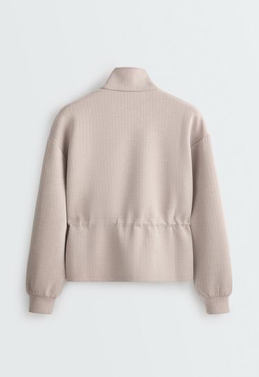 Short jacket with modal pinstripe print — TAN MELANGE 7