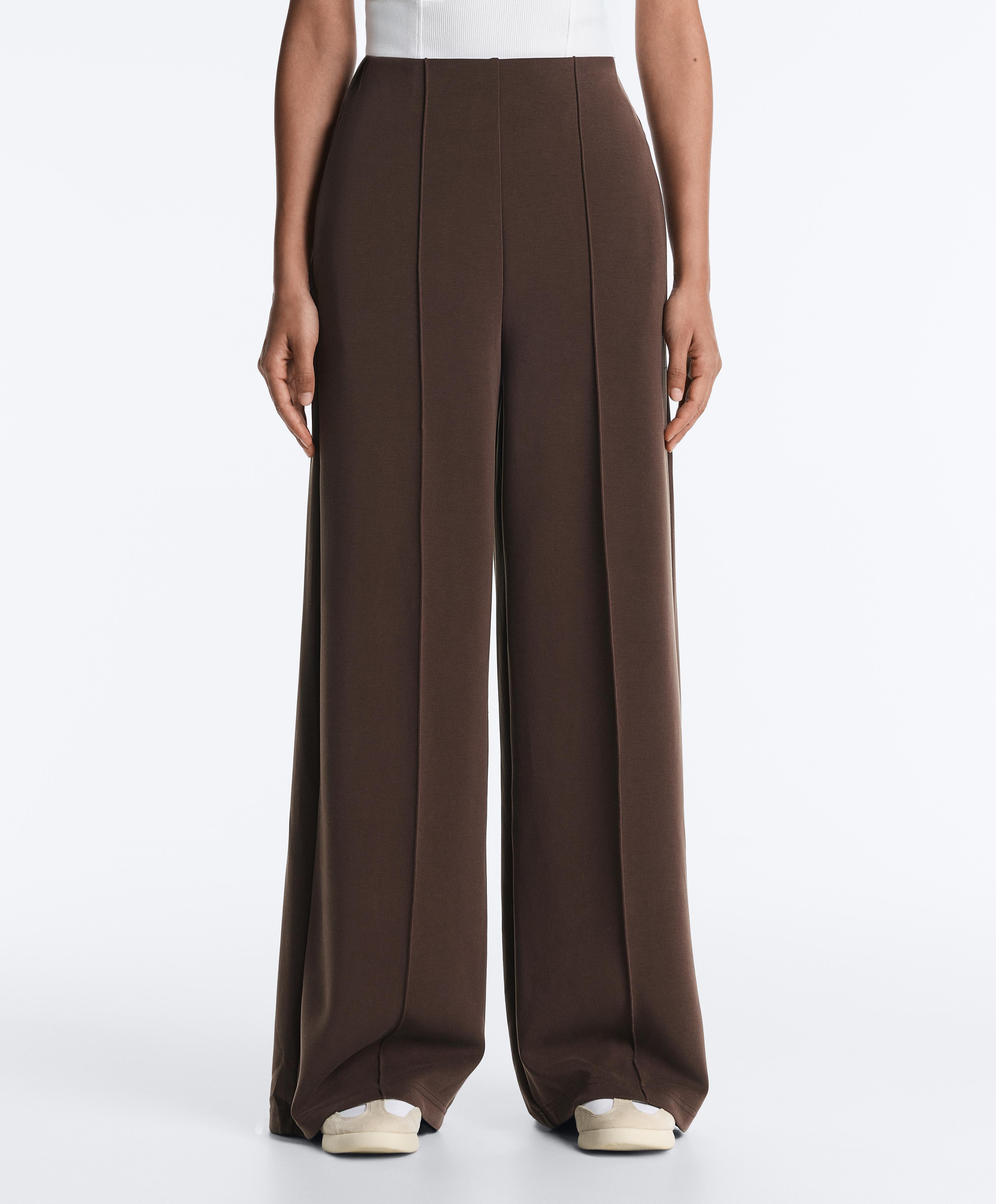 Straight-leg trousers with modal and crease — BROWN