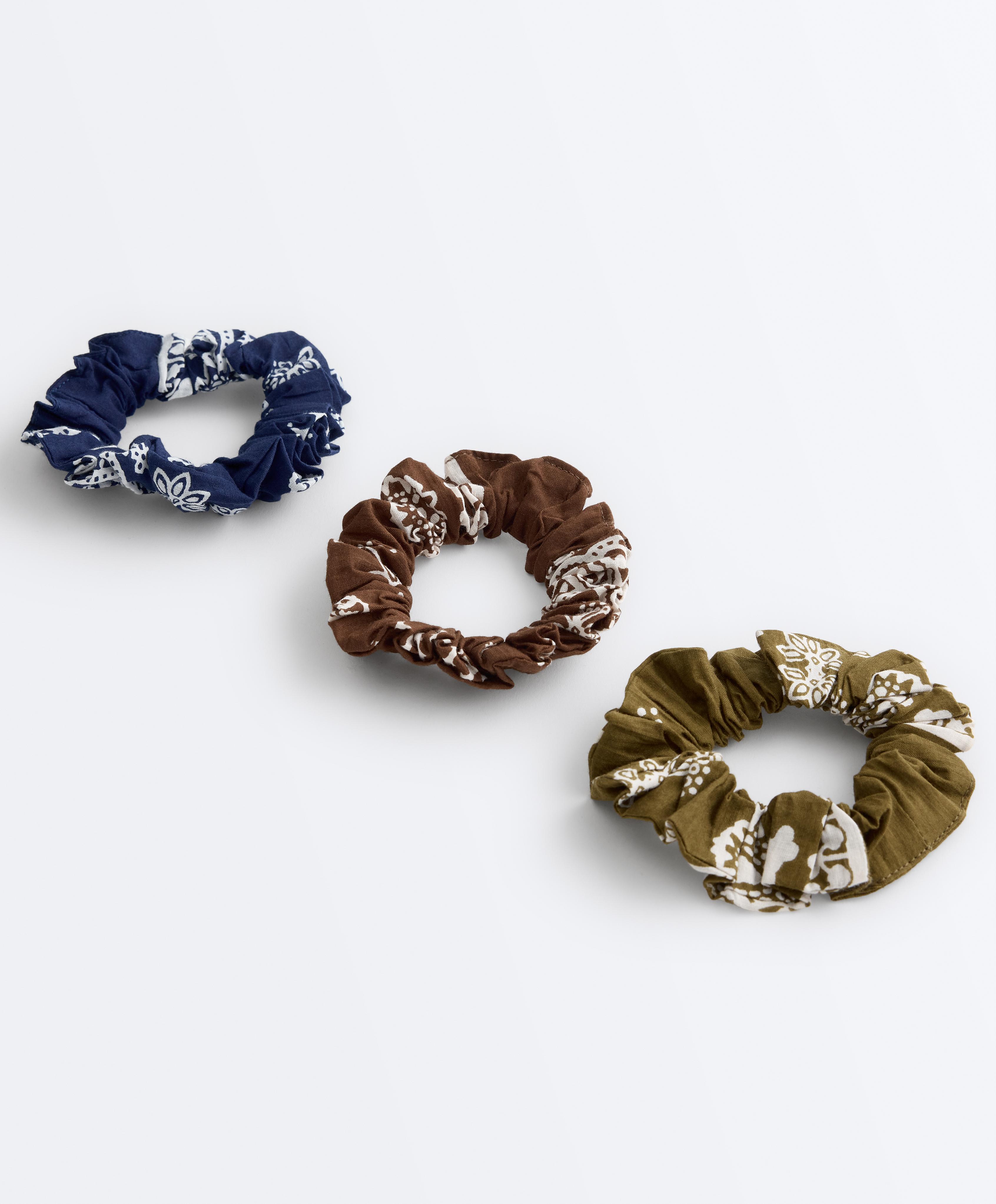 3 lielas apdrukātas matu gumijas no 100% kokvilnas